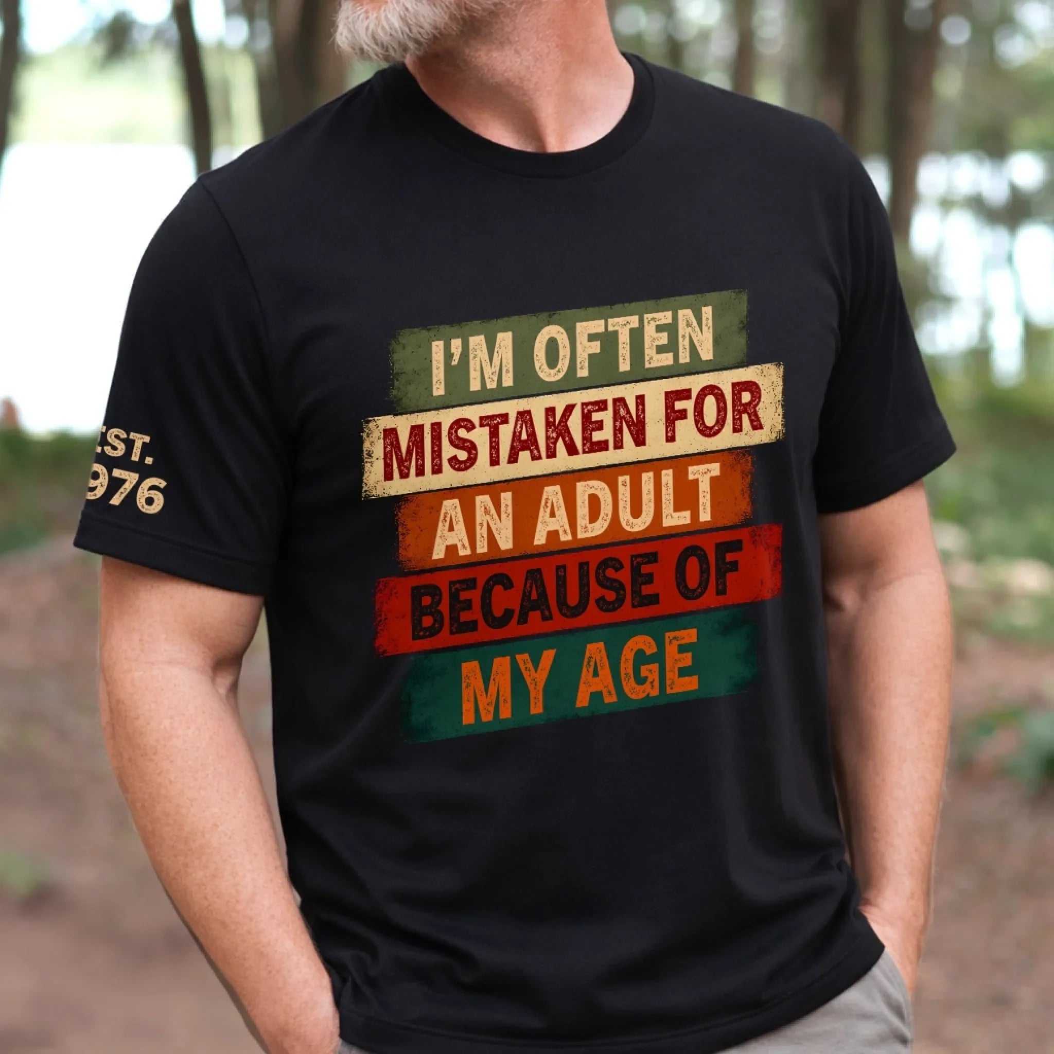Custom T-Shirt - Personalized Birthday Gifts For Husband, Son, Grandson, Brother, Grandpa, Dad, Yourself - Not An Adult Just A Tall Child