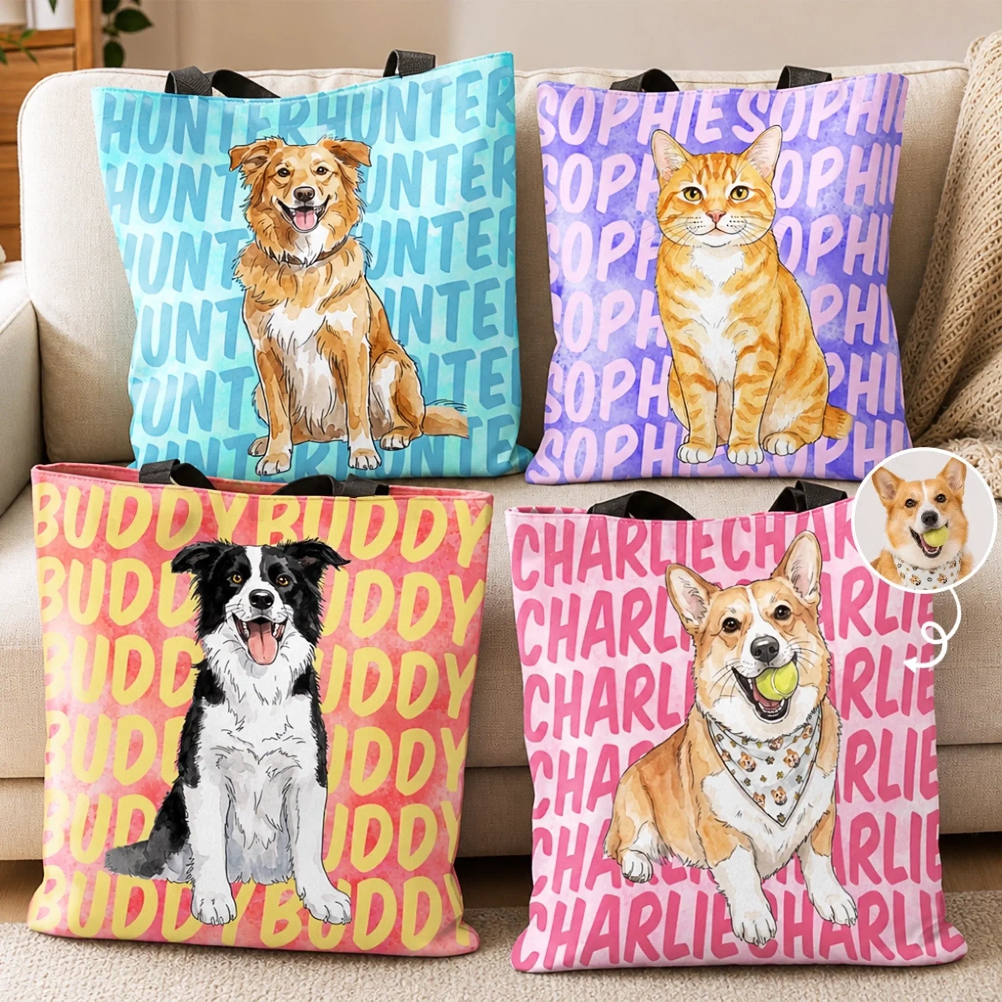 Custom Photo All-Over Print Tote Bag - Personalized Birthday Gifts For Dog Cat Lovers, Dog Dad And Mom, Cat Owners - Life Is Better With Paws