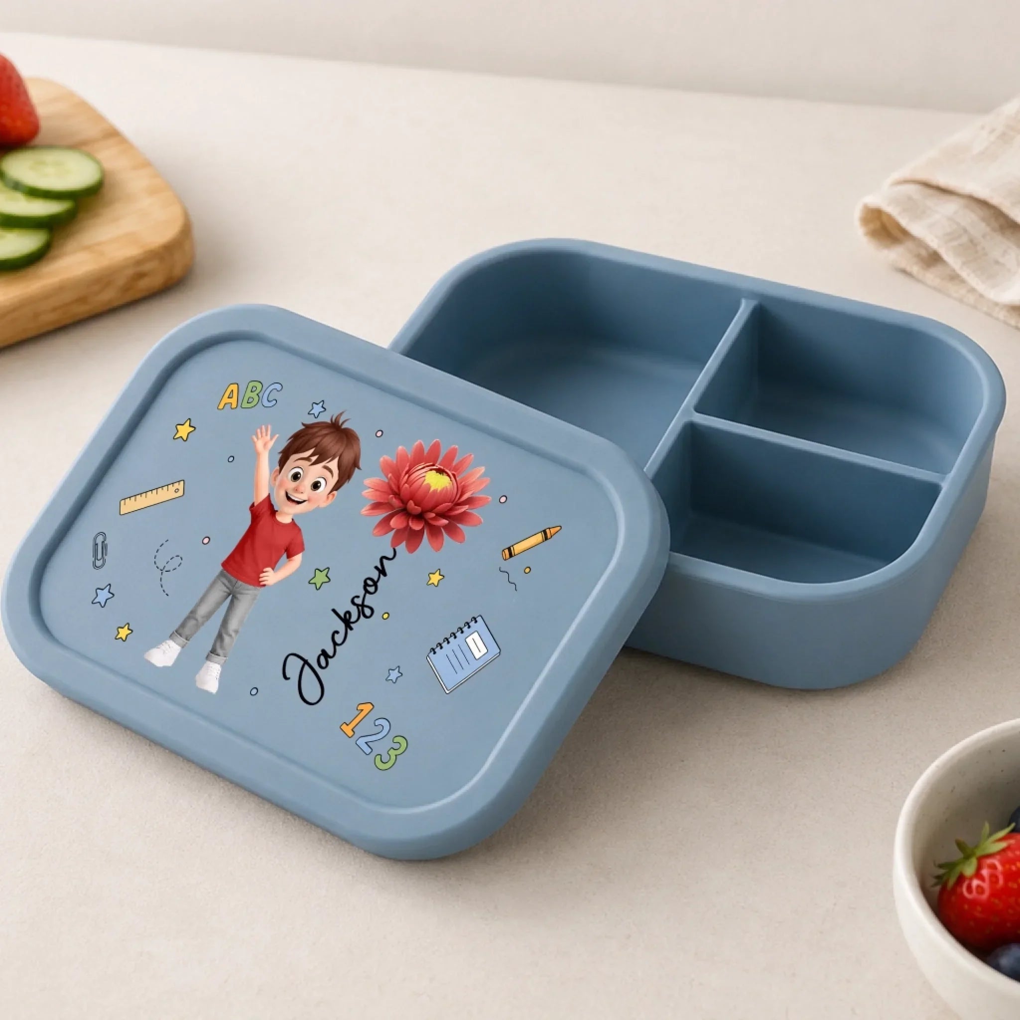 Custom Kids Silicone Lunch Box - Personalized Back To School Gifts For Kids - Back With Style