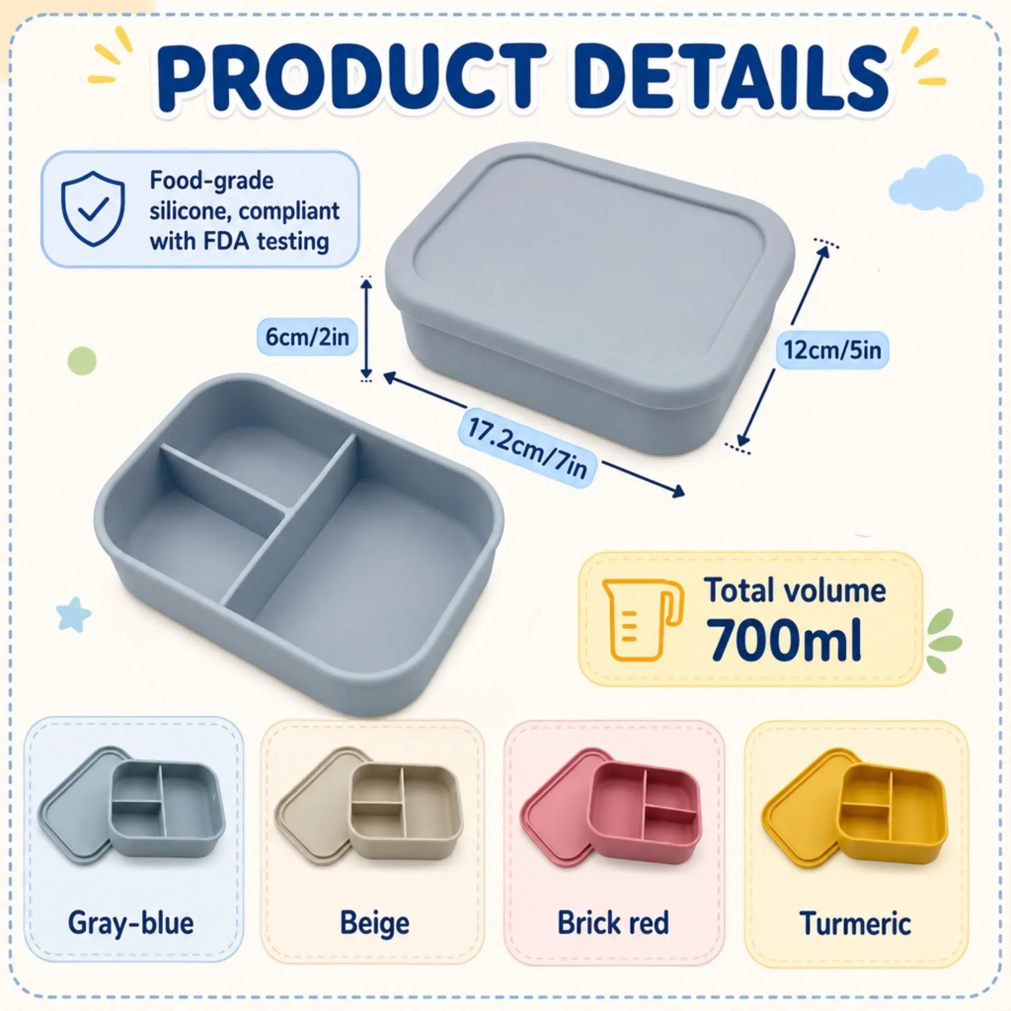 Custom Kids Silicone Lunch Box - Personalized Back To School Gifts For Kids - School Days Ahead