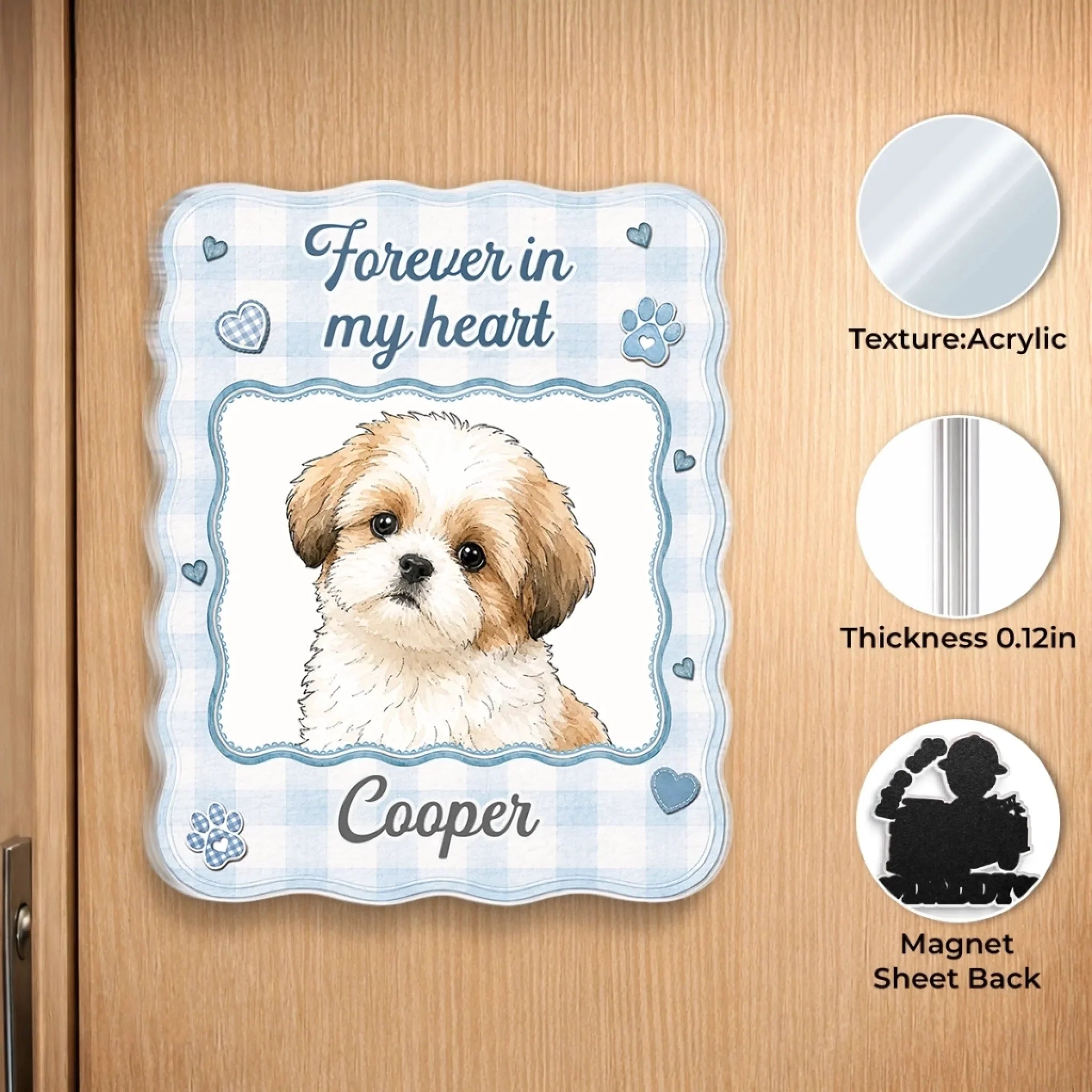 Custom Photo Acrylic Fridge Magnet - Personalized Pet Memorial Sympathy Gifts For Dogs, Cats - My Favorite Hello And Hardest Goodbye