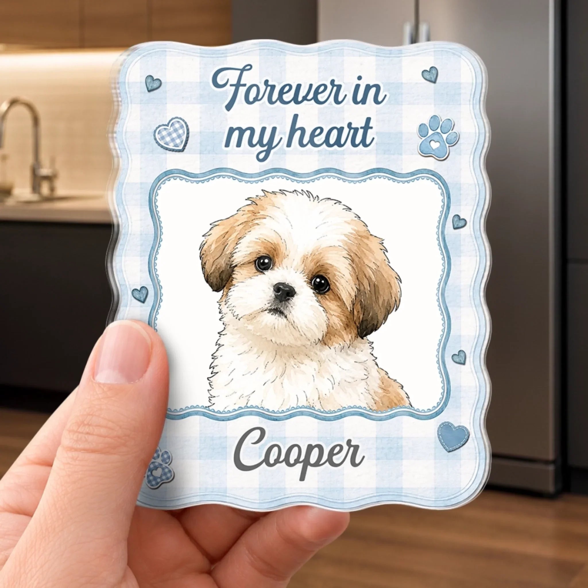 Custom Photo Acrylic Fridge Magnet - Personalized Pet Memorial Sympathy Gifts For Dogs, Cats - My Favorite Hello And Hardest Goodbye