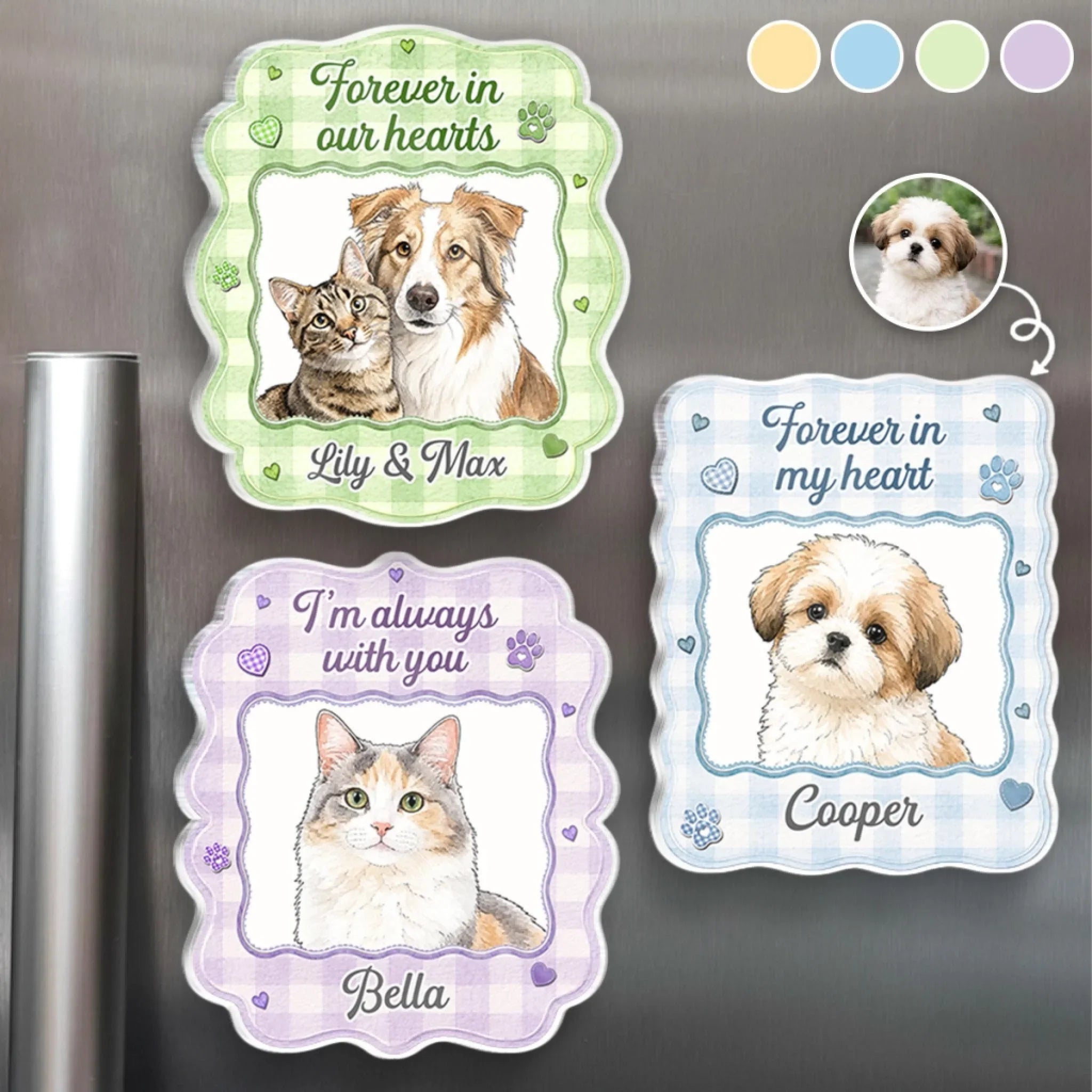 Custom Photo Acrylic Fridge Magnet - Personalized Pet Memorial Sympathy Gifts For Dogs, Cats - My Favorite Hello And Hardest Goodbye