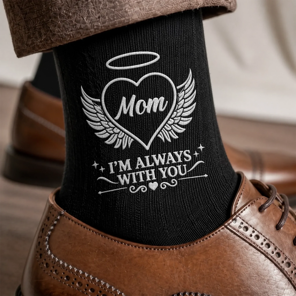 Custom Embroidered Socks - Personalized Memorial Sympathy Gifts For Loss Of Mom, Dad, Grandma, Grandpa - Always With You