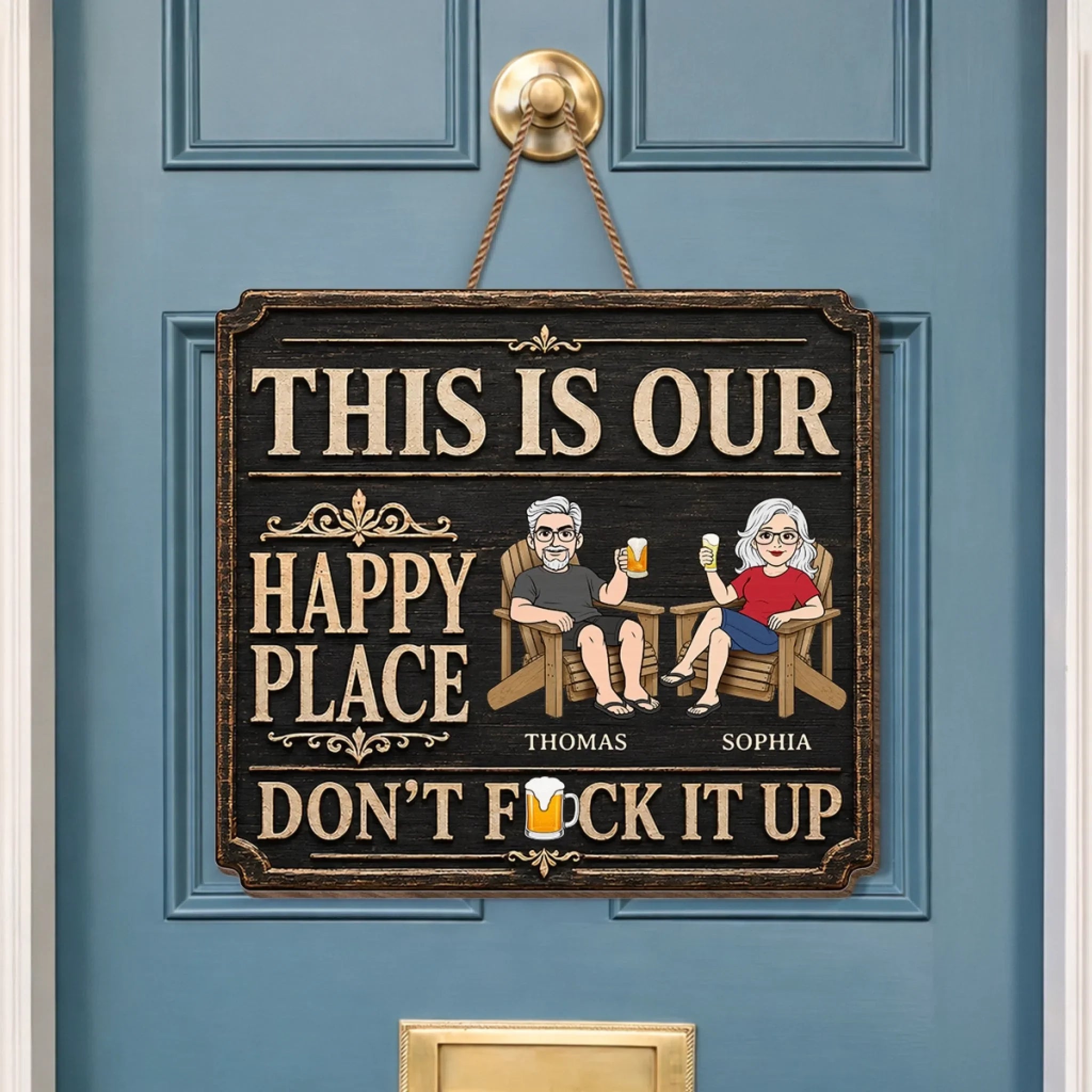 Custom Wood Sign - Personalized Summer Vacation And Travel Gifts Husband And Wife, Him And Her - Home Starts With Together