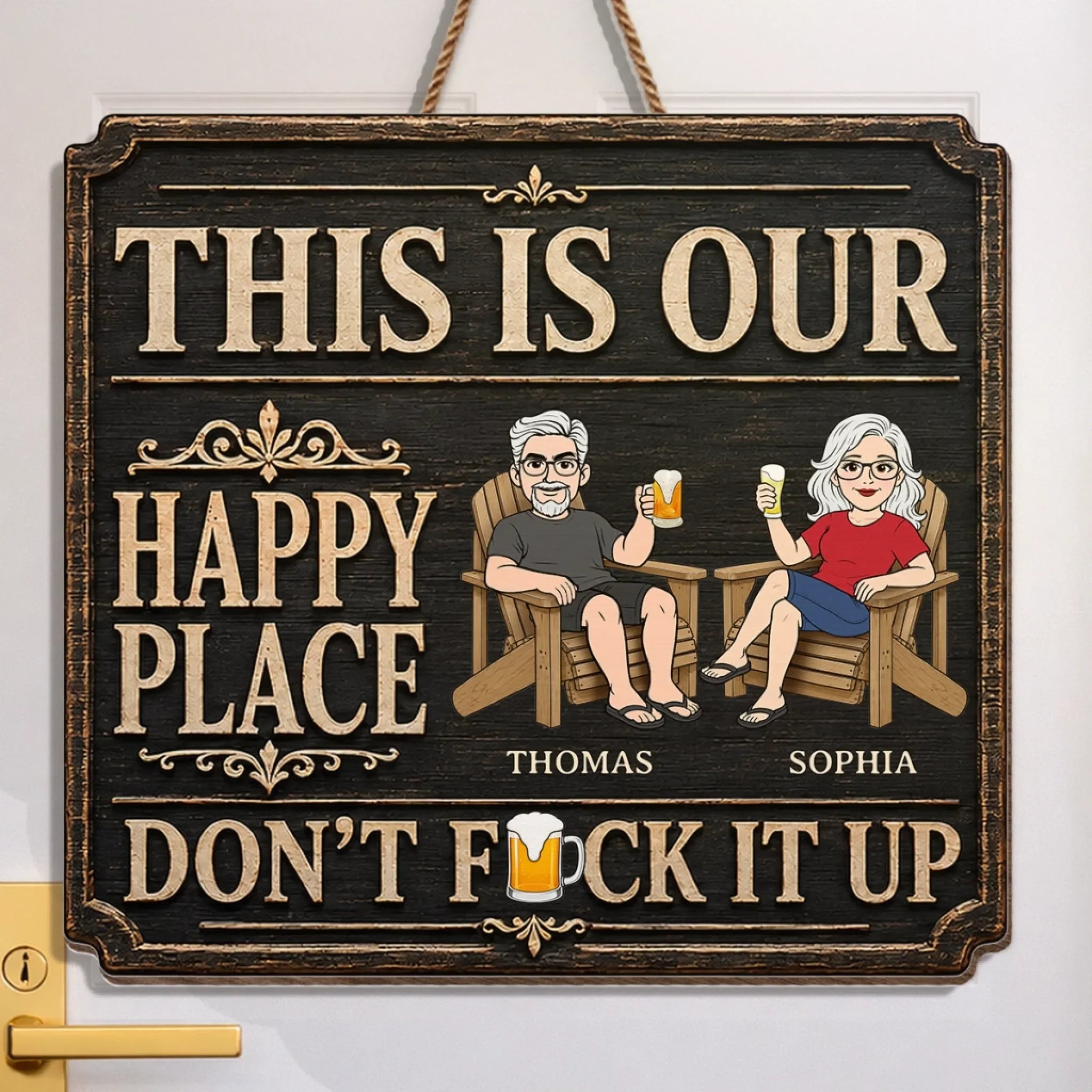 Custom Wood Sign - Personalized Summer Vacation And Travel Gifts Husband And Wife, Him And Her - Home Starts With Together