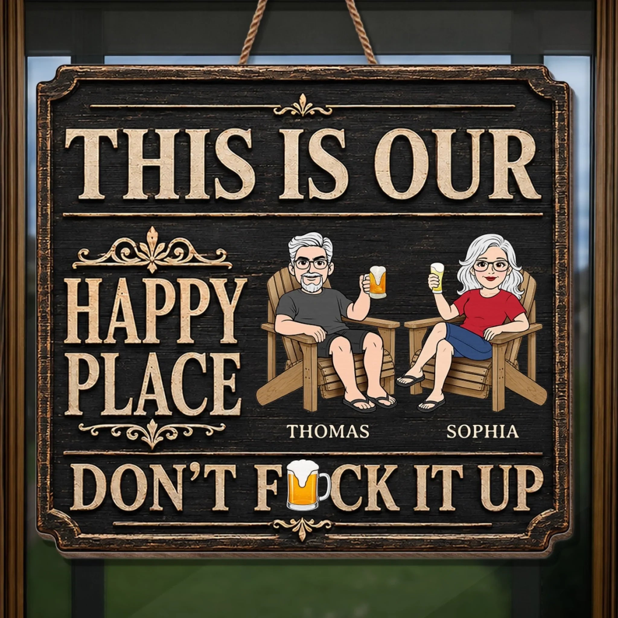 Custom Wood Sign - Personalized Summer Vacation And Travel Gifts Husband And Wife, Him And Her - Home Starts With Together