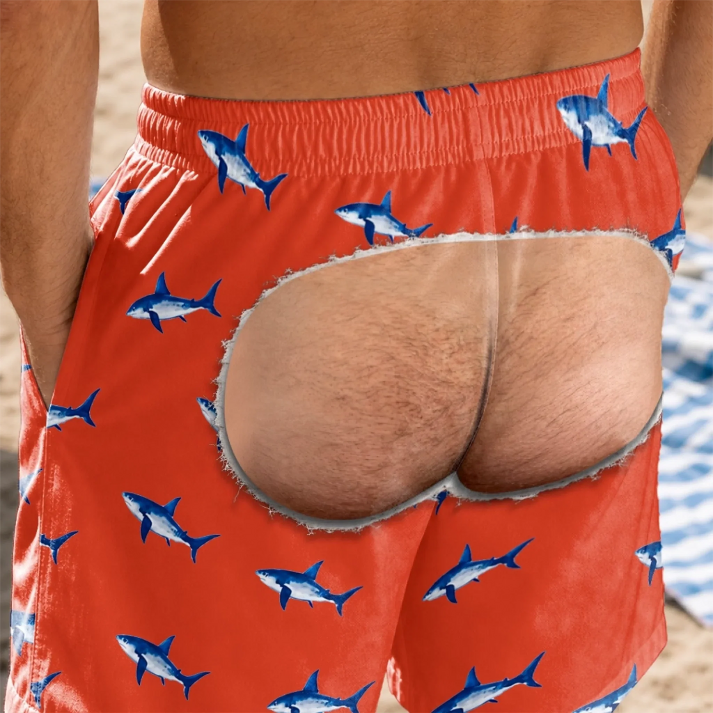 Custom Funny Men Swim Trunks - Personalized Birthday Gifts For Husband, Son, Grandson, Brother, Grandpa, Dad, Yourself - Rear View Champion