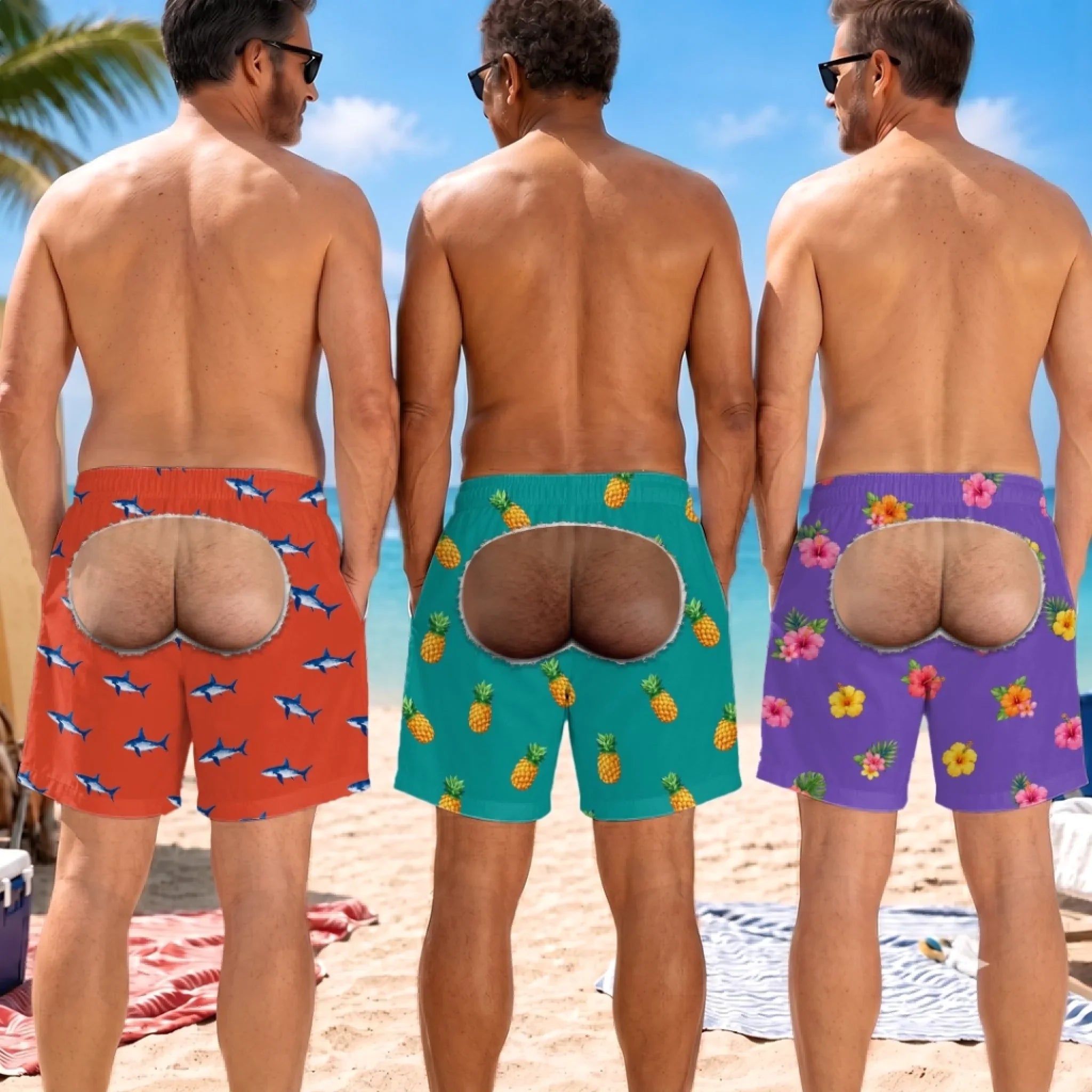 Custom Funny Men Swim Trunks - Personalized Birthday Gifts For Husband, Son, Grandson, Brother, Grandpa, Dad, Yourself - Rear View Champion