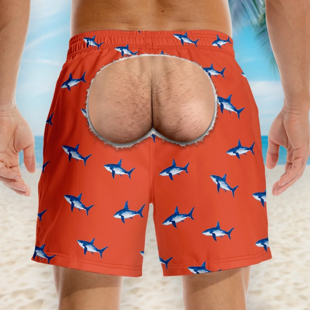 Custom Funny Men Swim Trunks - Personalized Birthday Gifts For Husband, Son, Grandson, Brother, Grandpa, Dad, Yourself - Rear View Champion