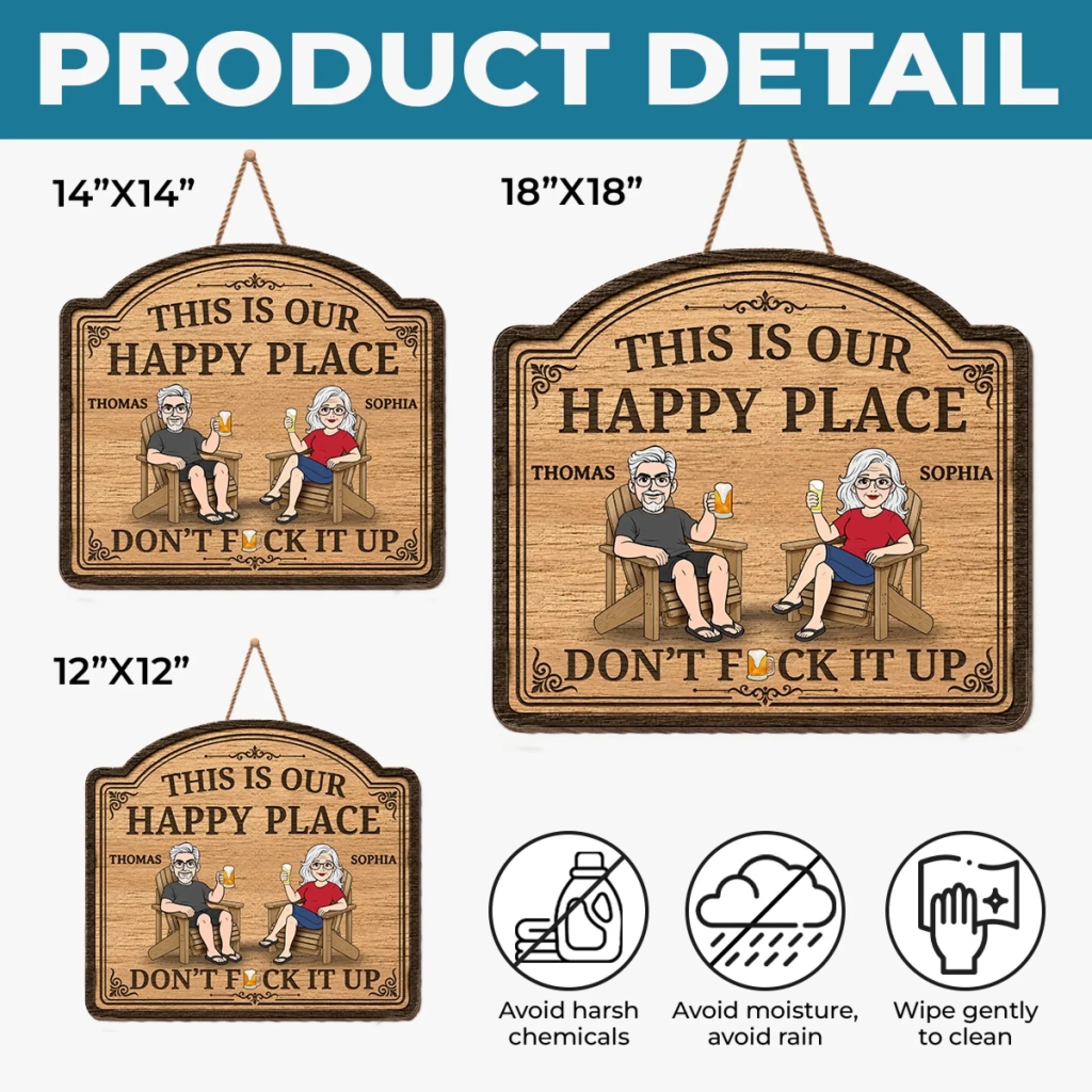 Custom Wood Sign - Personalized Summer Vacation And Travel Gifts For Husband And Wife, Him And Her - Our Happy Spot