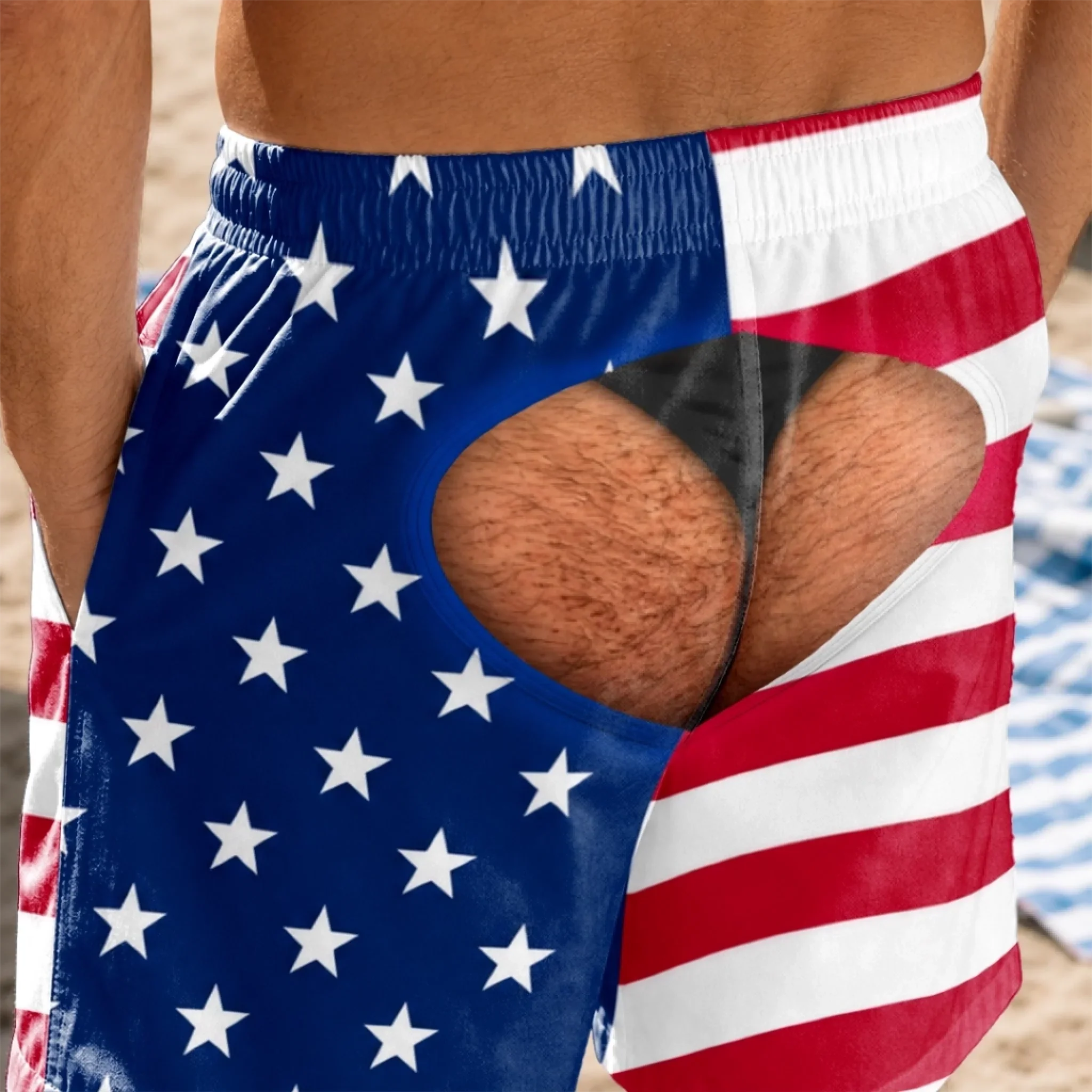 Custom Funny Patriotic Men Swim Trunks - Personalized Birthday Gifts For Husband, Son, Grandson, Brother, Grandpa, Dad, Yourself - Worth A Second Look