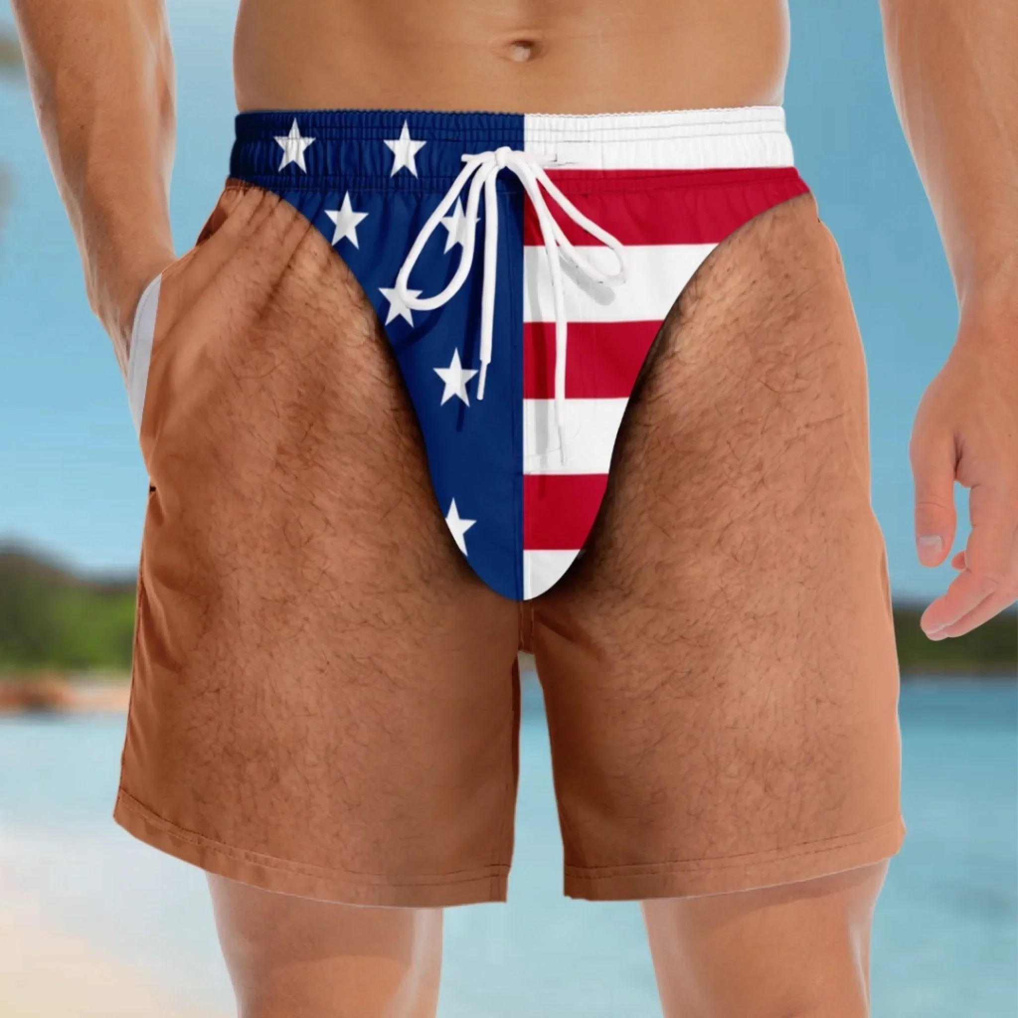 Custom Funny Patriotic Men Swim Trunks - Personalized Birthday Gifts For Husband, Son, Grandson, Brother, Grandpa, Dad, Yourself - Walk Away Winner