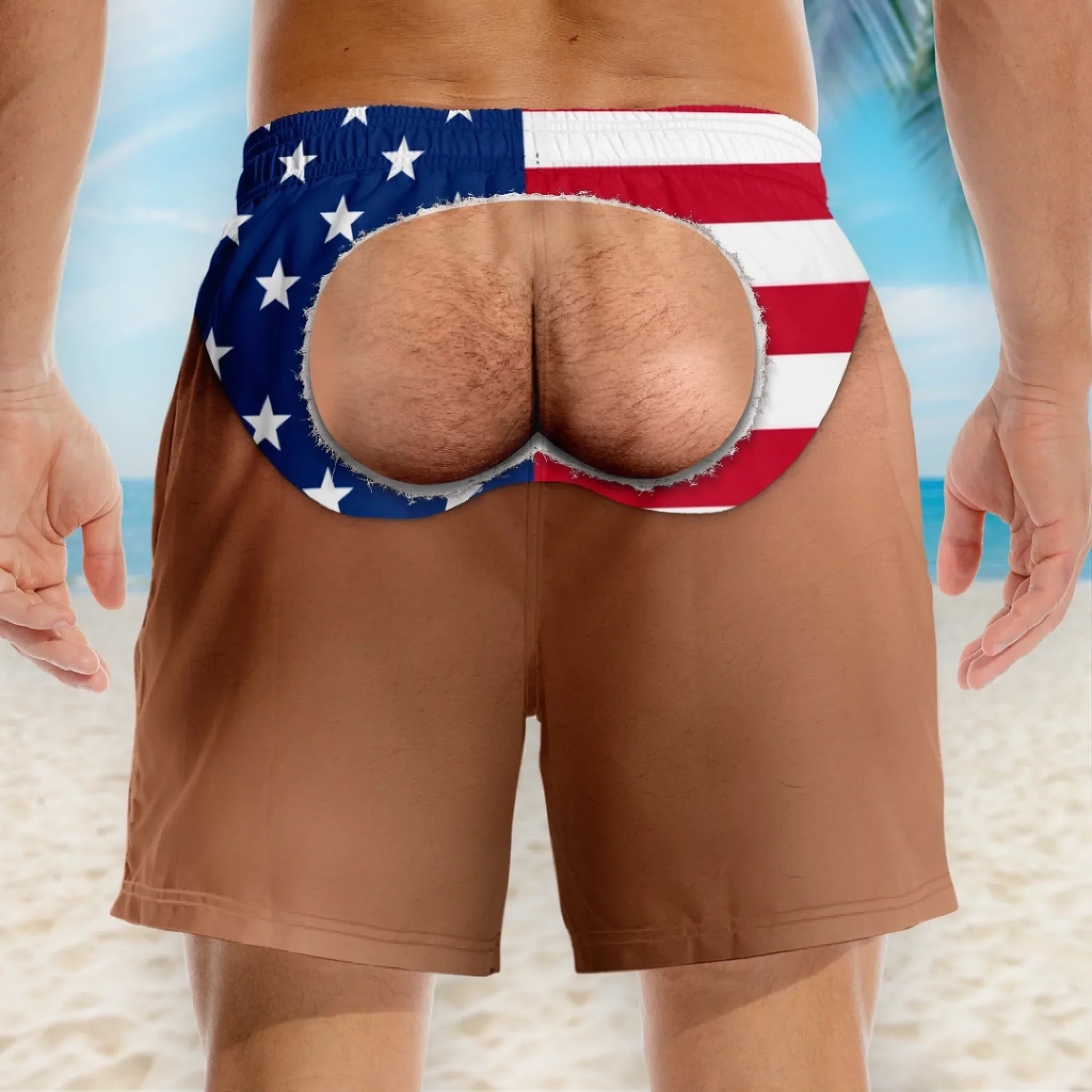 Custom Funny Patriotic Men Swim Trunks - Personalized Birthday Gifts For Husband, Son, Grandson, Brother, Grandpa, Dad, Yourself - Walk Away Winner