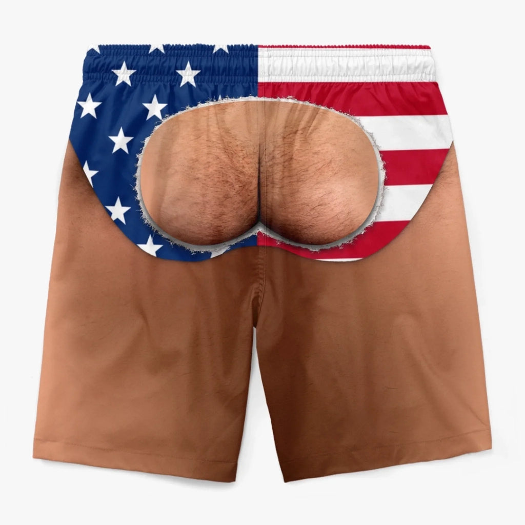 Custom Funny Patriotic Men Swim Trunks - Personalized Birthday Gifts For Husband, Son, Grandson, Brother, Grandpa, Dad, Yourself - Walk Away Winner