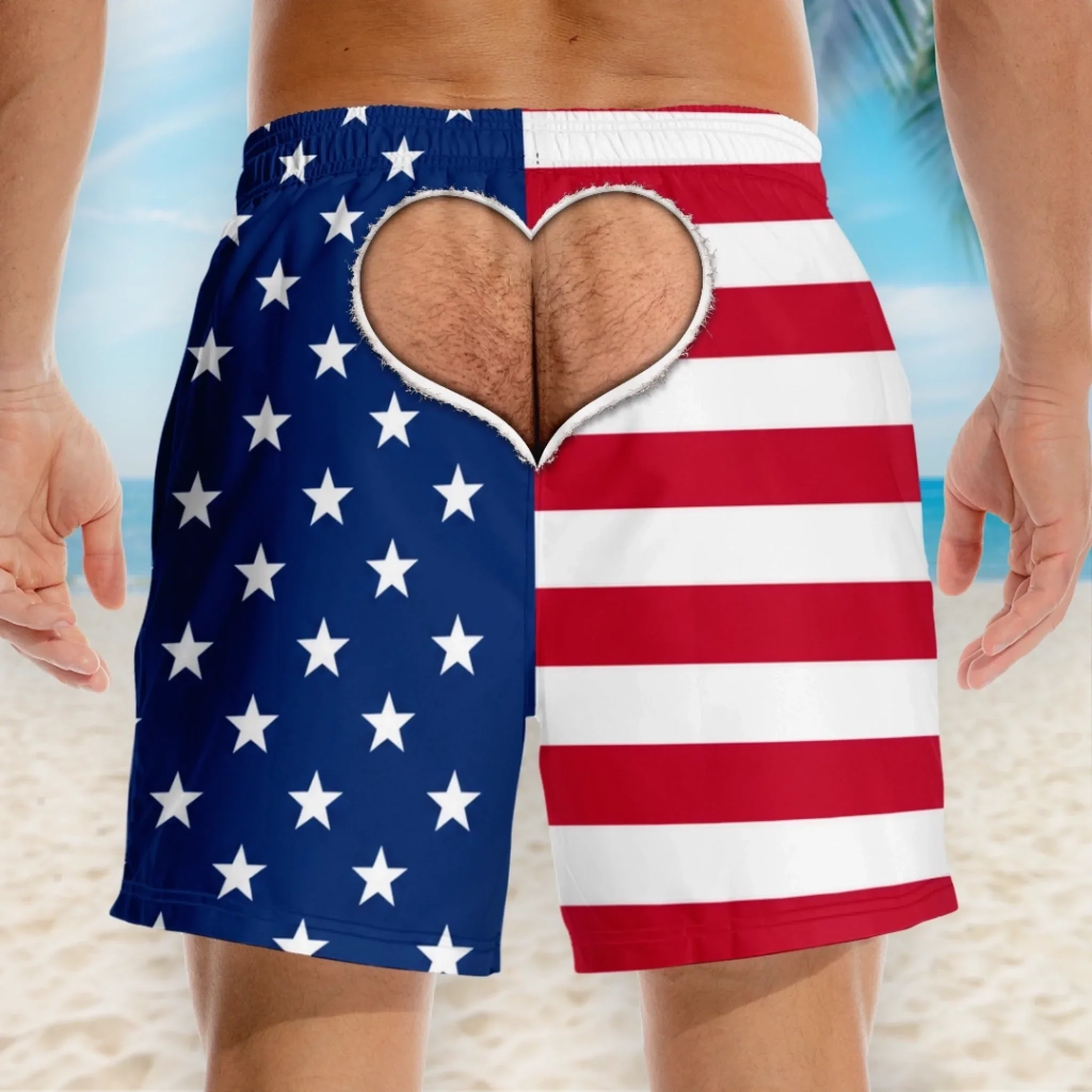 Custom Funny Patriotic Men Swim Trunks - Personalized Birthday Gifts For Husband, Son, Grandson, Brother, Grandpa, Dad, Yourself - Built For Laughs