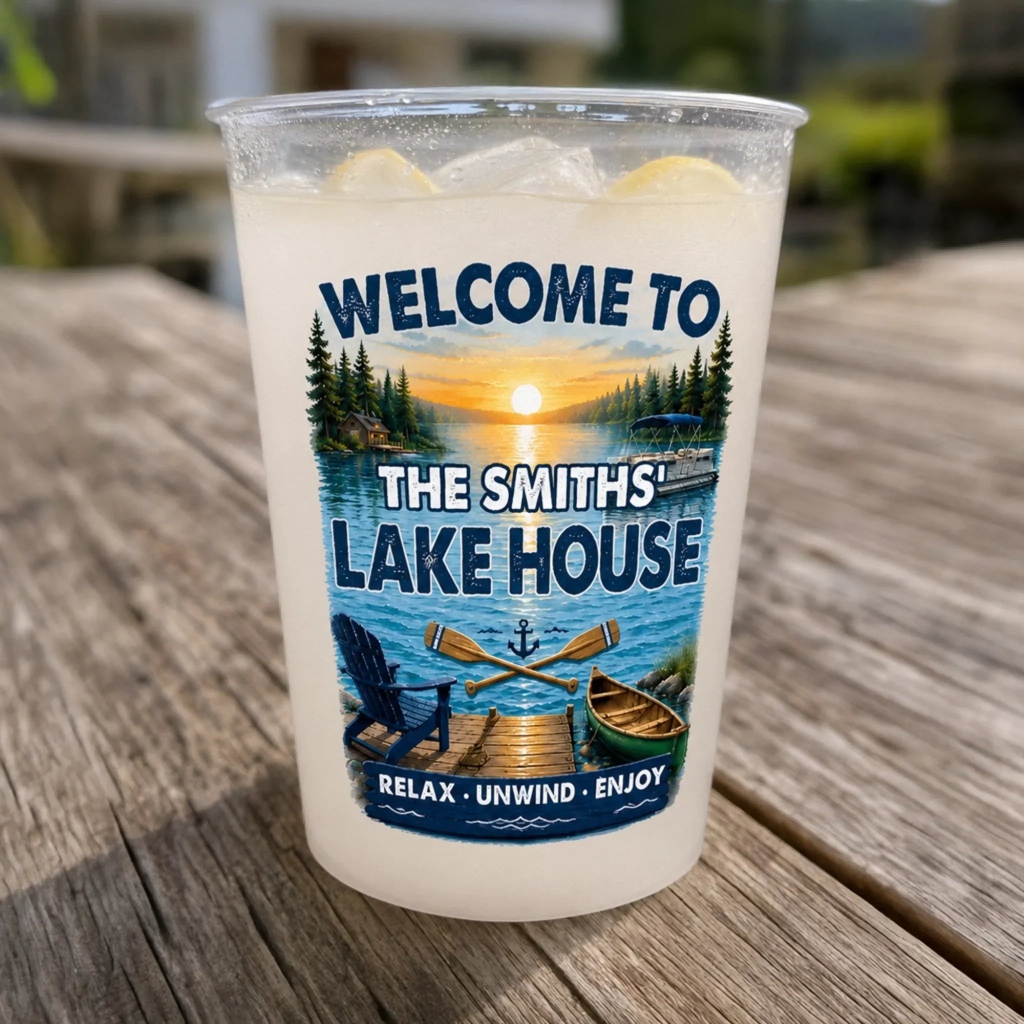 Custom Lake House Party Cups - Personalized Summer Vacation And Travel Gifts For Mom, Dad, Brother, Sister - Lake Days Forever
