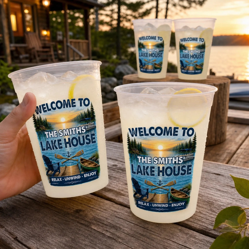 Custom Lake House Party Cups - Personalized Summer Vacation And Travel Gifts For Mom, Dad, Brother, Sister - Lake Days Forever