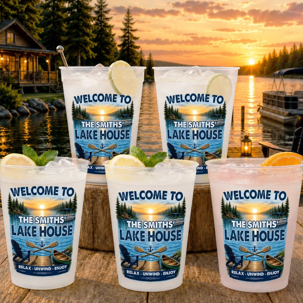 Custom Lake House Party Cups - Personalized Summer Vacation And Travel Gifts For Mom, Dad, Brother, Sister - Lake Days Forever