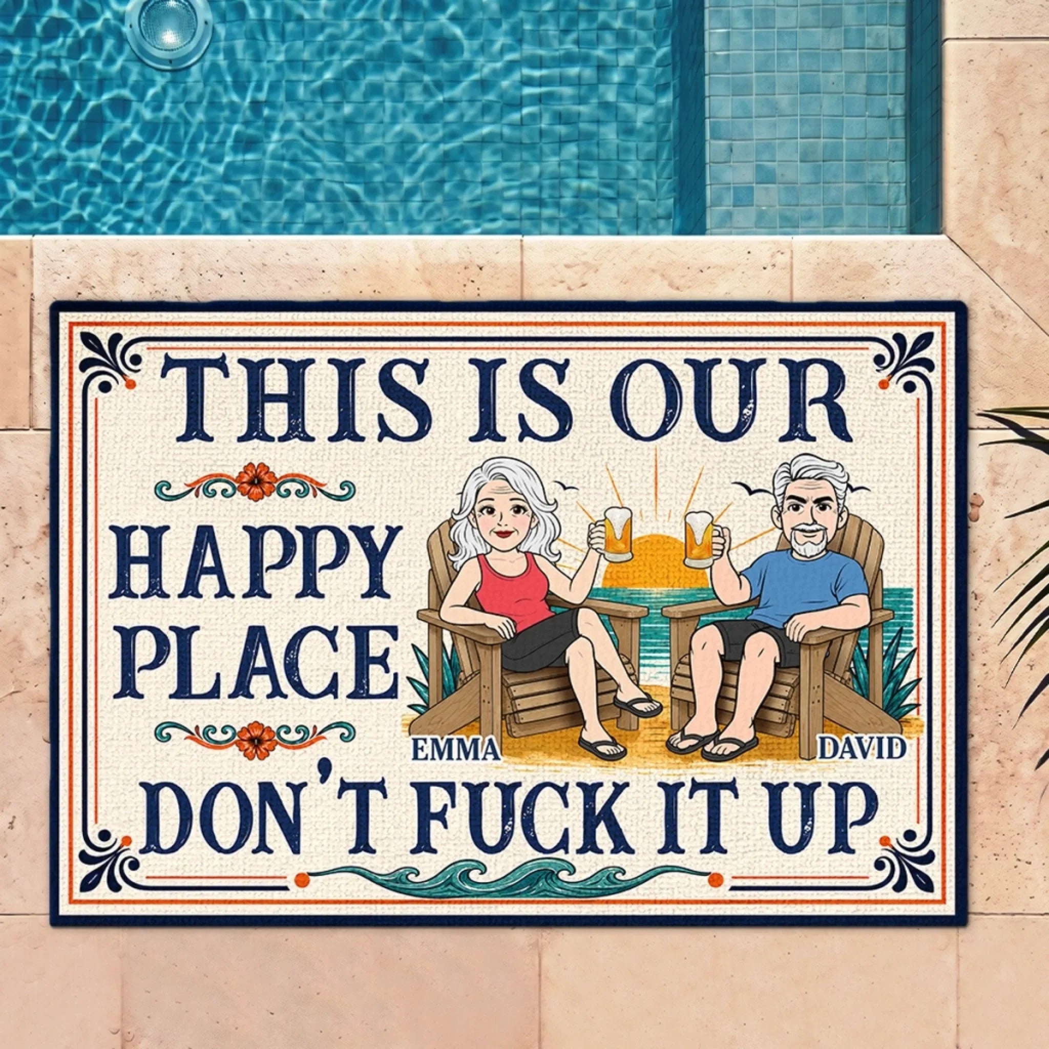 Custom Home Decor Decorative Mat - Personalized Summer Vacation And Travel Gifts For Husband And Wife, Him And Her - Love Lives Here, Always
