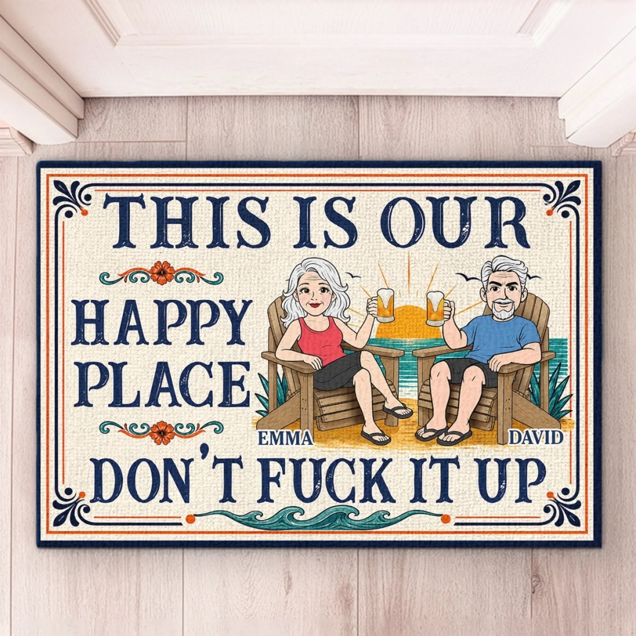 Custom Home Decor Decorative Mat - Personalized Summer Vacation And Travel Gifts For Husband And Wife, Him And Her - Love Lives Here, Always