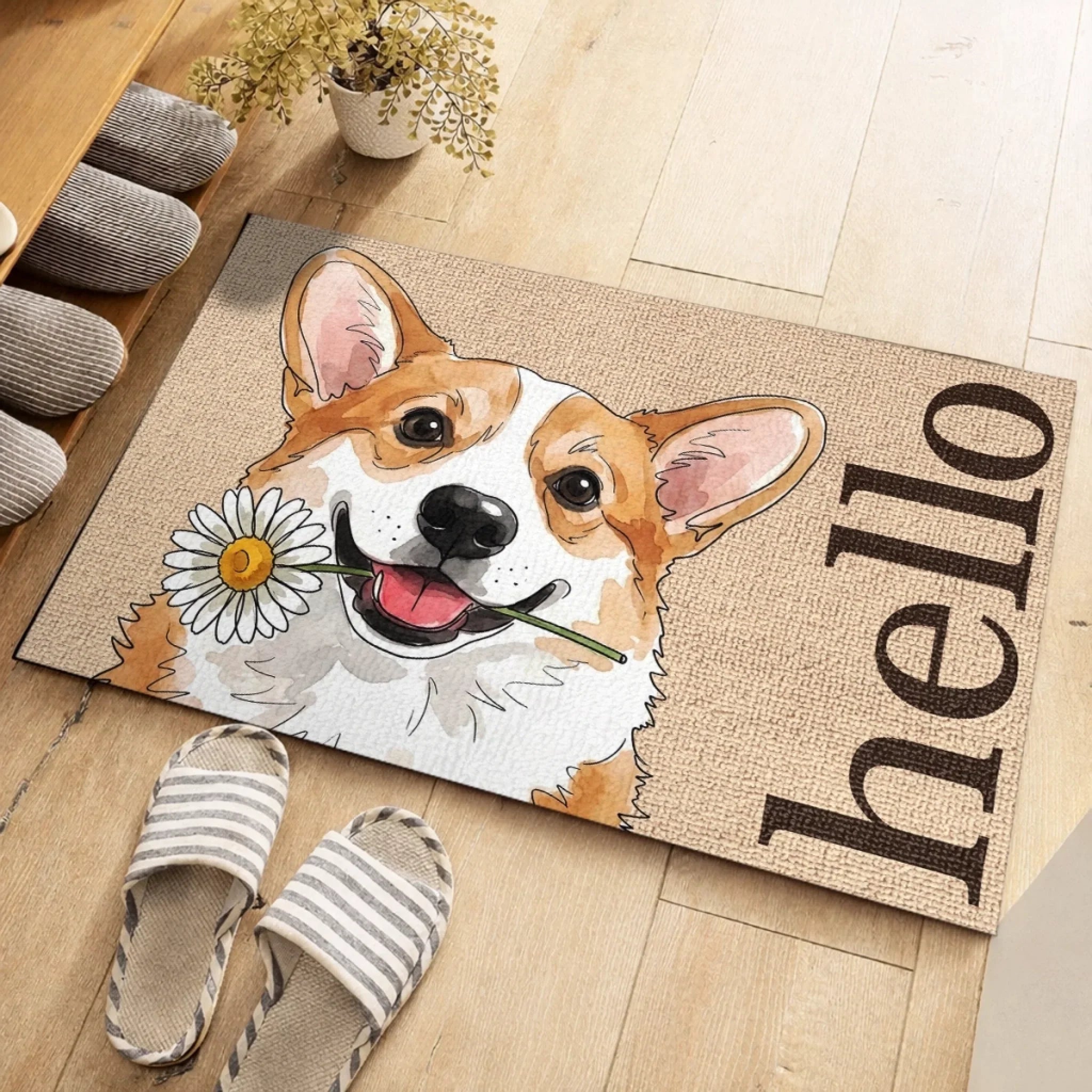 Custom Photo Home Decor Decorative Mat - Personalized Birthday Gifts For Dog Cat Lovers, Dog Dad And Mom, Cat Owners - Welcome Home, Furry Friends