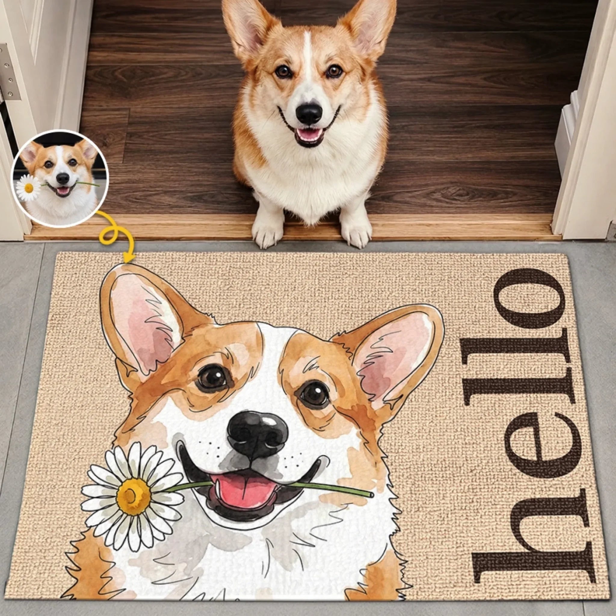 Custom Photo Home Decor Decorative Mat - Personalized Birthday Gifts For Dog Cat Lovers, Dog Dad And Mom, Cat Owners - Welcome Home, Furry Friends