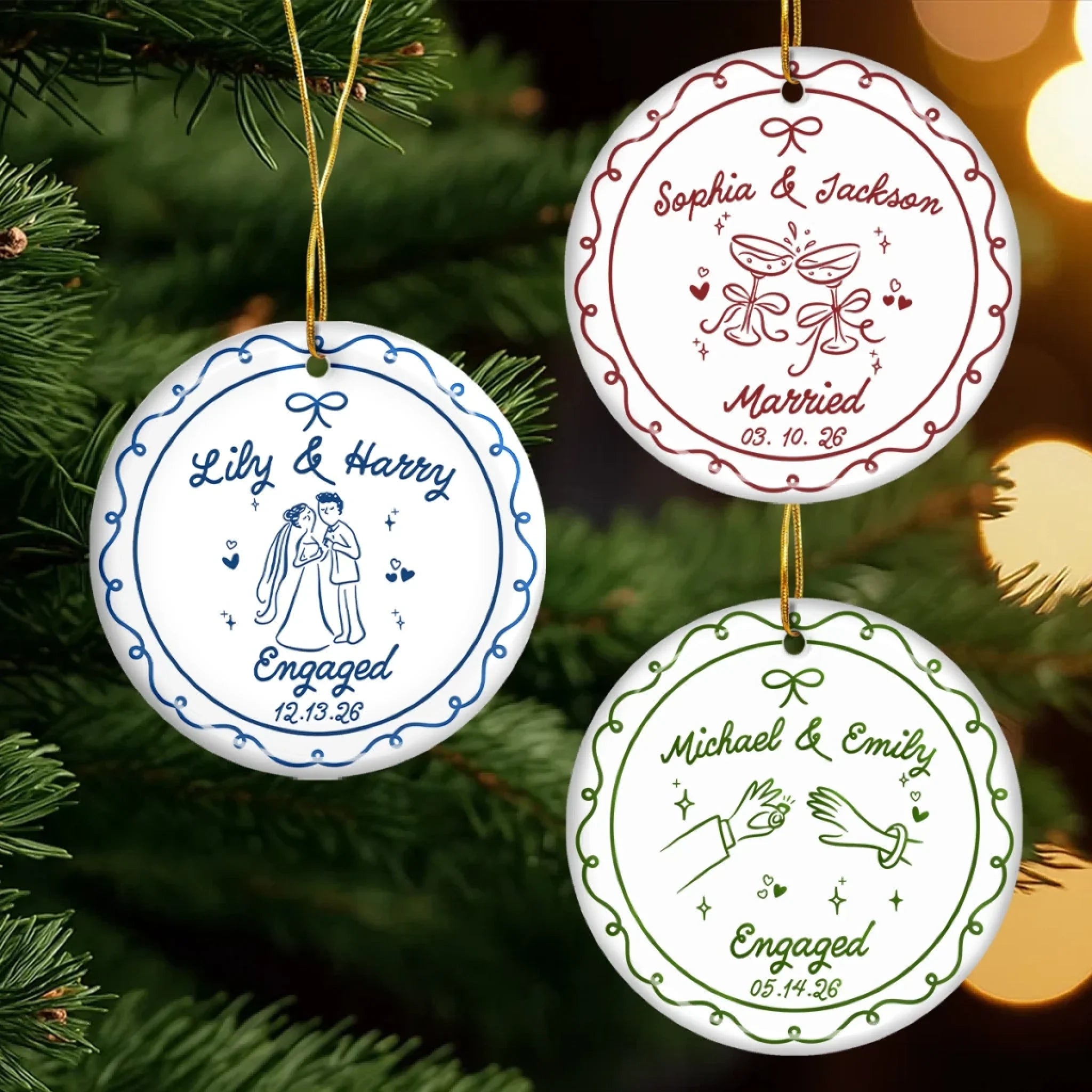 Custom First Christmas Ceramic Ornament - Personalized Anniversary Christmas Wedding Gifts For Husband And Wife, Him And Her - Merry Memories, Starting With You