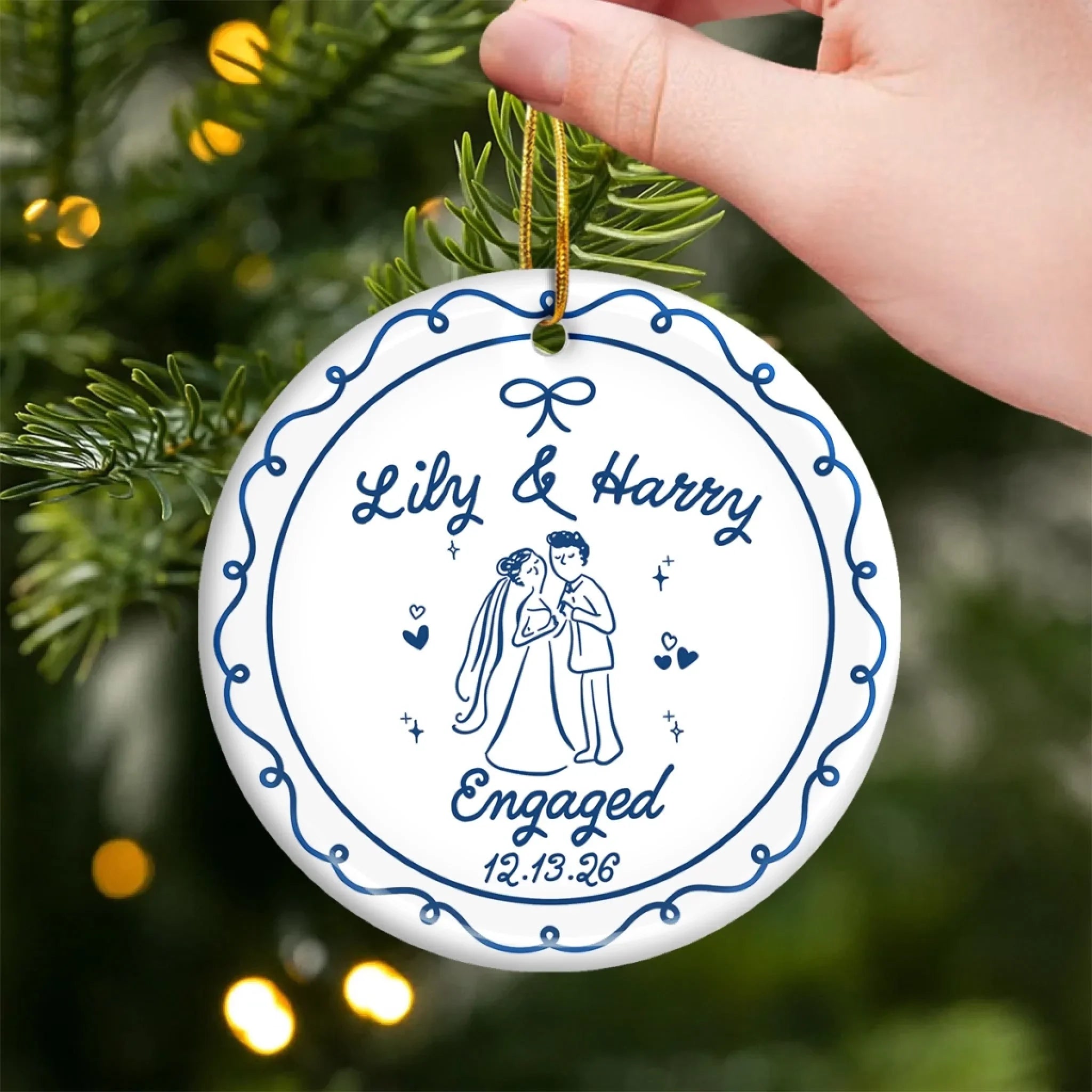 Custom First Christmas Ceramic Ornament - Personalized Anniversary Christmas Wedding Gifts For Husband And Wife, Him And Her - Merry Memories, Starting With You