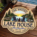 Custom Lake House Shaped Doormat - Personalized Summer Vacation And Travel Gifts For Mom, Dad, Brother, Sister - Home By The Lake