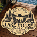 Custom Lake House Shaped Doormat - Personalized Summer Vacation And Travel Gifts For Mom, Dad, Brother, Sister - Peace Found Here