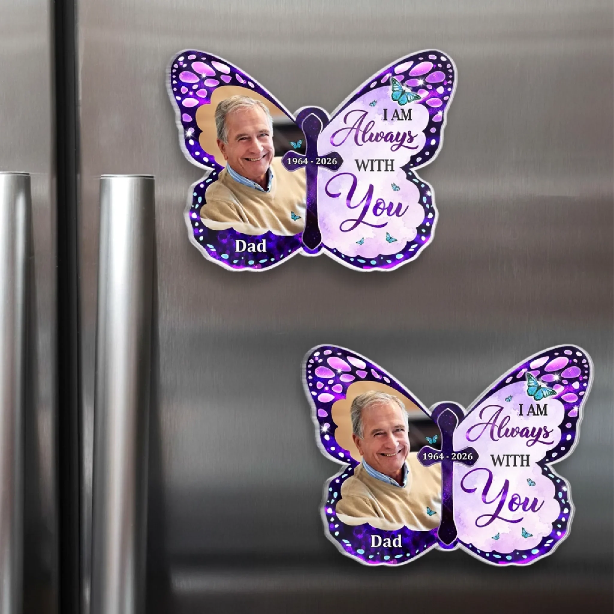 Custom Photo Acrylic Fridge Magnet - Personalized Memorial Sympathy Gifts For Loss Of Mom, Dad - Forever Loved Never Forgotten