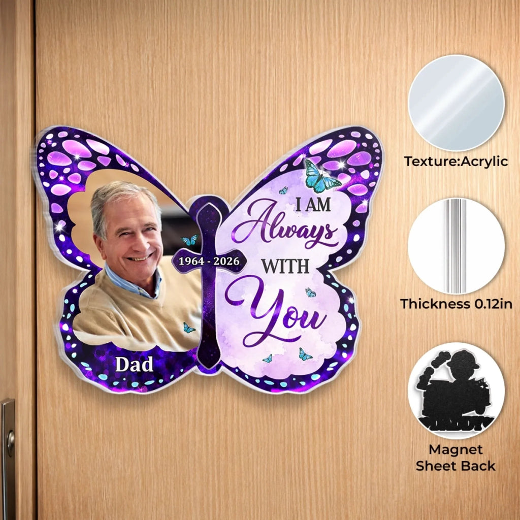 Custom Photo Acrylic Fridge Magnet - Personalized Memorial Sympathy Gifts For Loss Of Mom, Dad - Forever Loved Never Forgotten