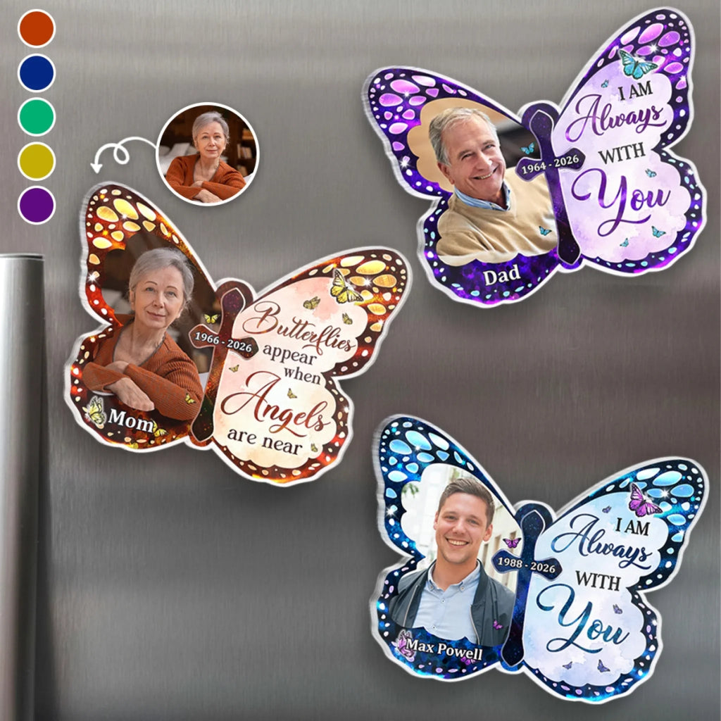 Custom Photo Acrylic Fridge Magnet - Personalized Memorial Sympathy Gifts For Loss Of Mom, Dad - Forever Loved Never Forgotten