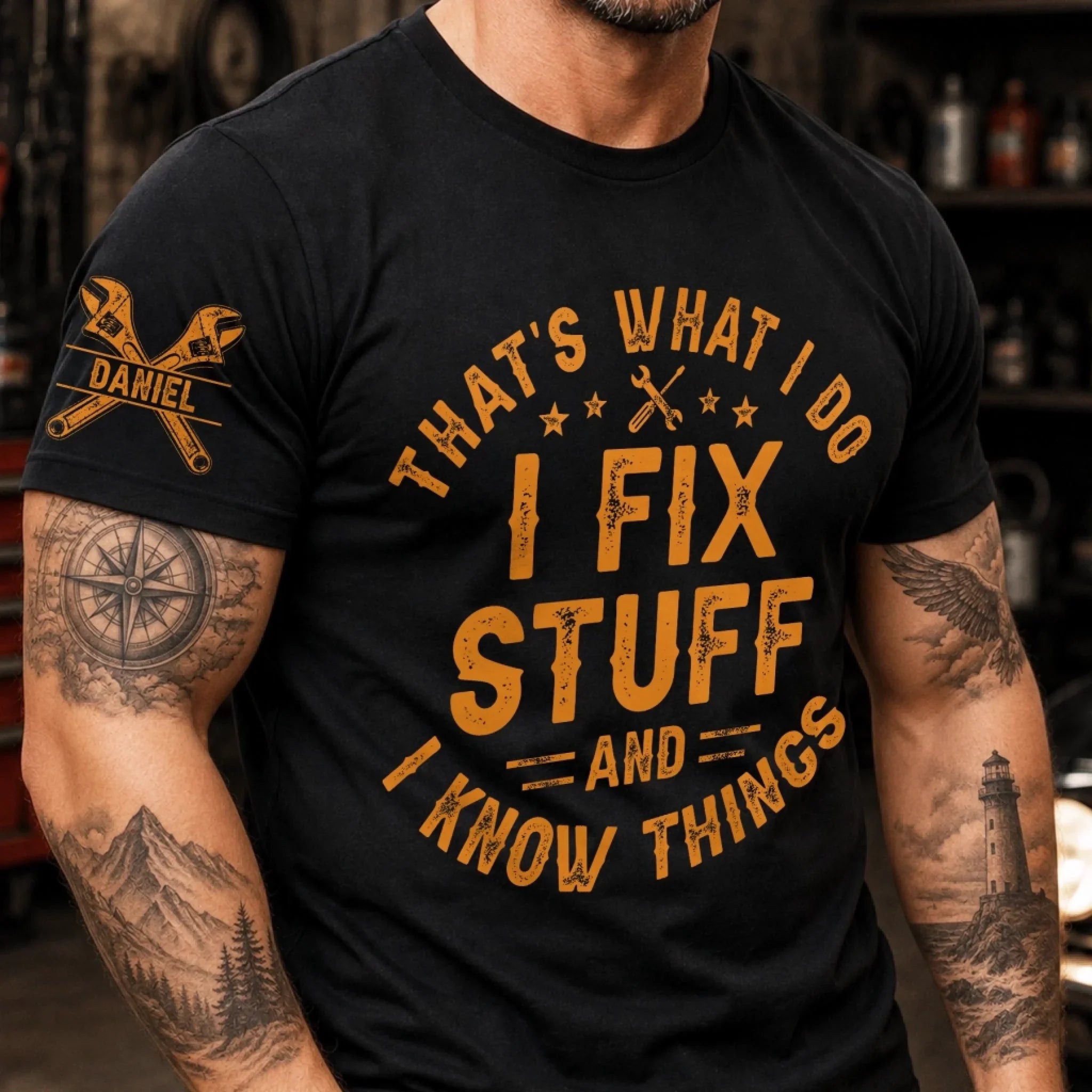 Custom T-Shirt - Personalized Birthday Gifts For Husband, Son, Grandson, Brother, Grandpa, Dad, Yourself - Professional Fixer Of Everything Broken