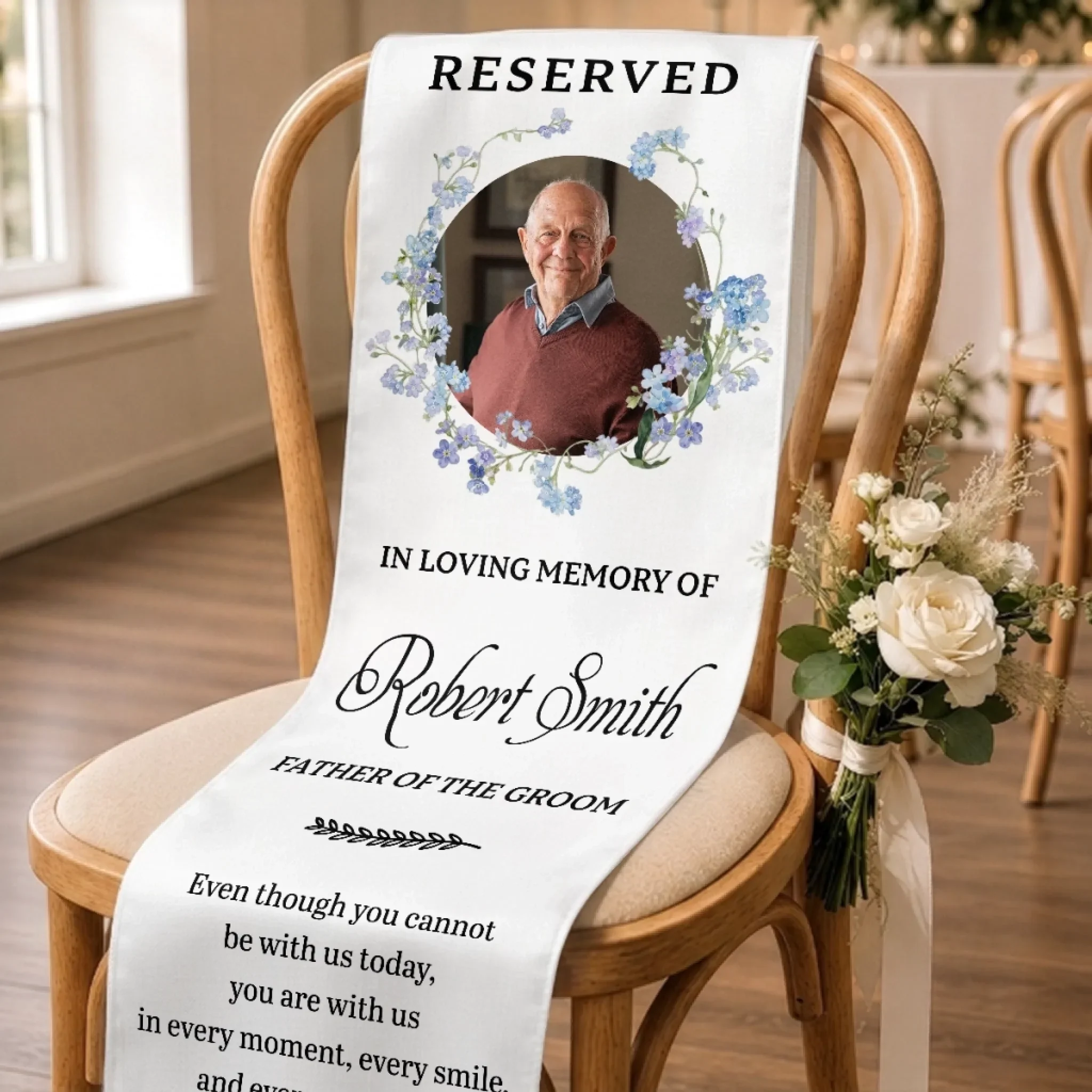 Custom Photo Wedding Chair Sign - Personalized Memorial Sympathy Gifts For Brides & Grooms - Reserved For Our Guardian Angel