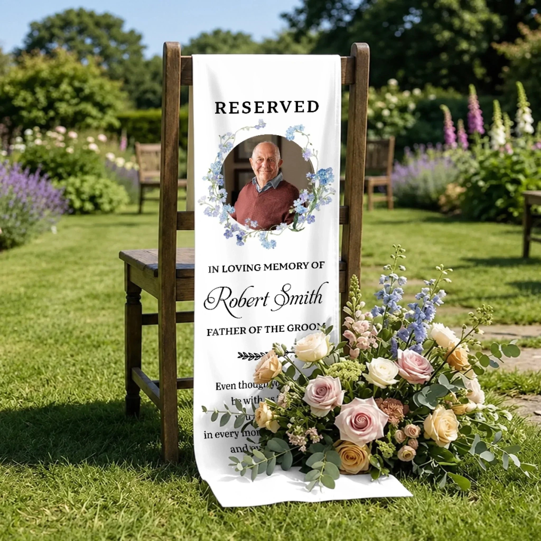 Custom Photo Wedding Chair Sign - Personalized Memorial Sympathy Gifts For Brides & Grooms - Reserved For Our Guardian Angel