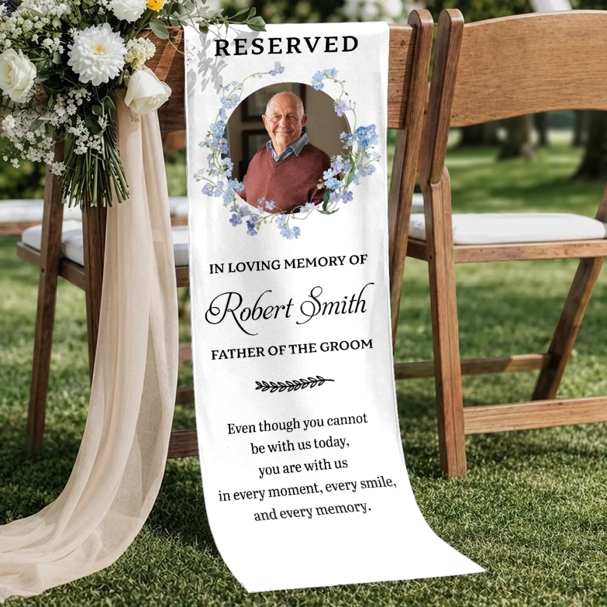Custom Photo Wedding Chair Sign - Personalized Memorial Sympathy Gifts For Brides & Grooms - Reserved For Our Guardian Angel
