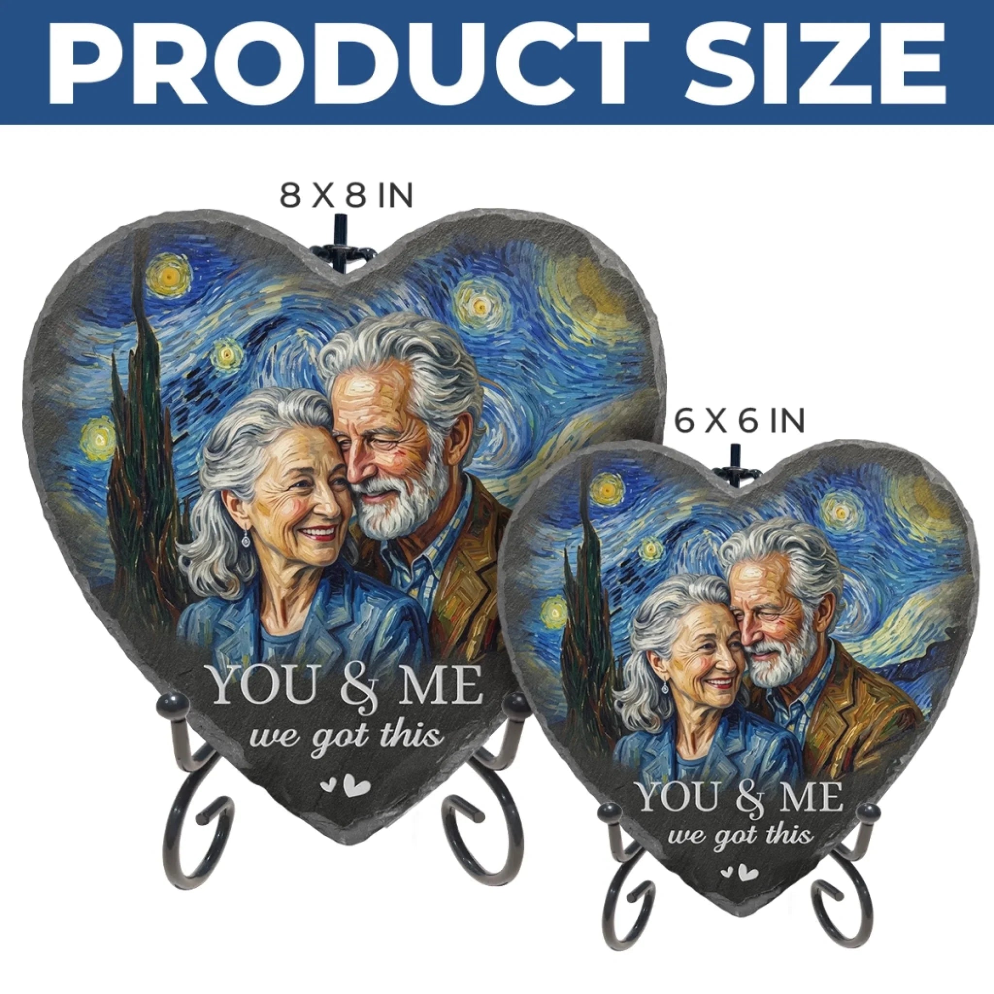 Custom Photo Heart Shaped Stone With Stand - Personalized Anniversary Wedding Gifts For Husband And Wife, Him And Her - Our Love, A Timeless Masterpiece