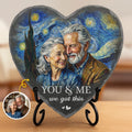 Custom Photo Heart Shaped Stone With Stand - Personalized Anniversary Wedding Gifts For Husband And Wife, Him And Her - Our Love, A Timeless Masterpiece