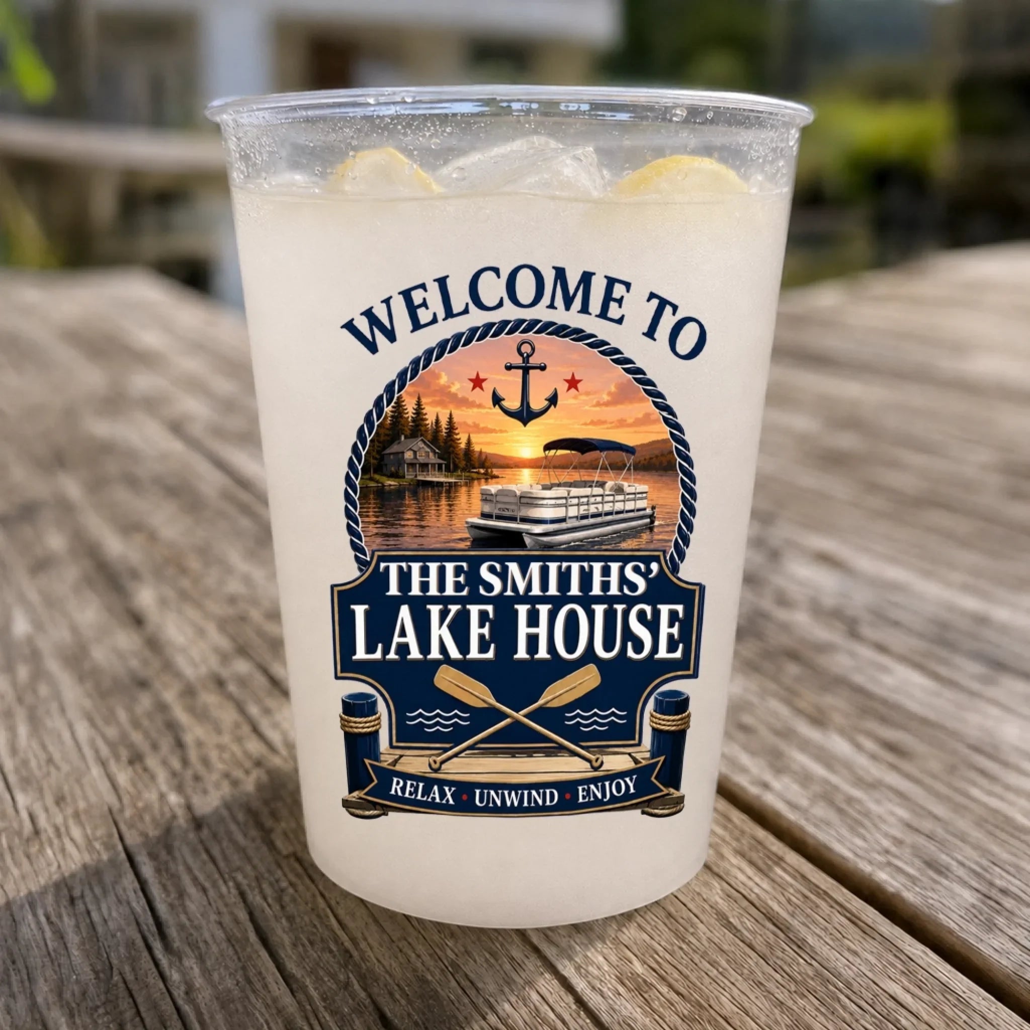Custom Lake House Party Cups - Personalized Summer Vacation And Travel Gifts For Mom, Dad, Brother, Sister - Lake Days Last Forever