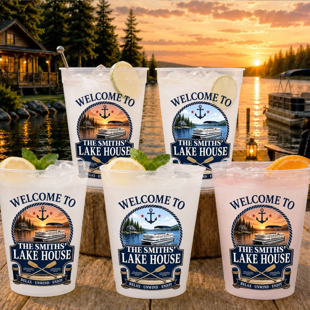 Custom Lake House Party Cups - Personalized Summer Vacation And Travel Gifts For Mom, Dad, Brother, Sister - Lake Days Last Forever