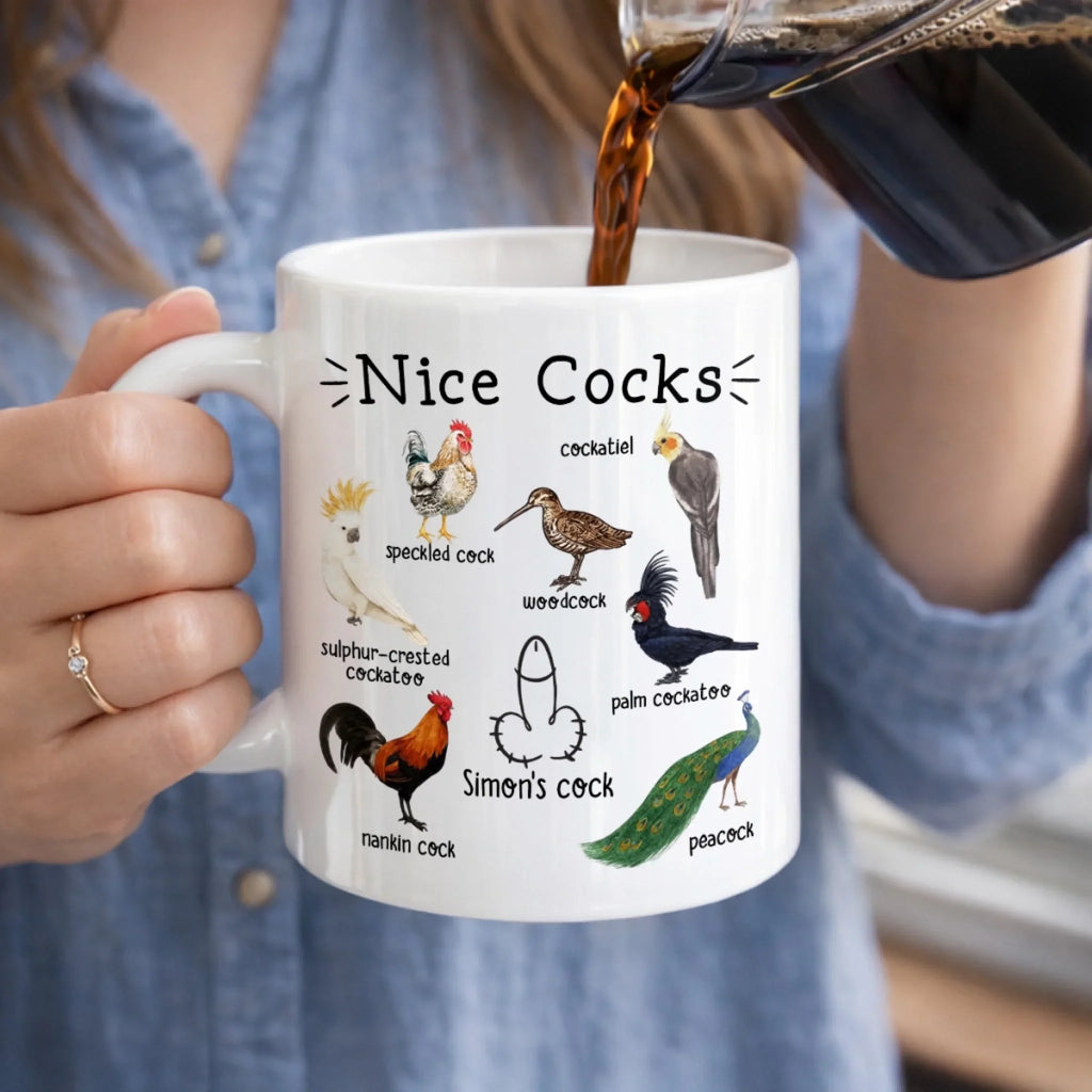 Custom Mug - Personalized Birthday Gifts For  Husband, Boyfriend - Start Mornings With Funny Birds