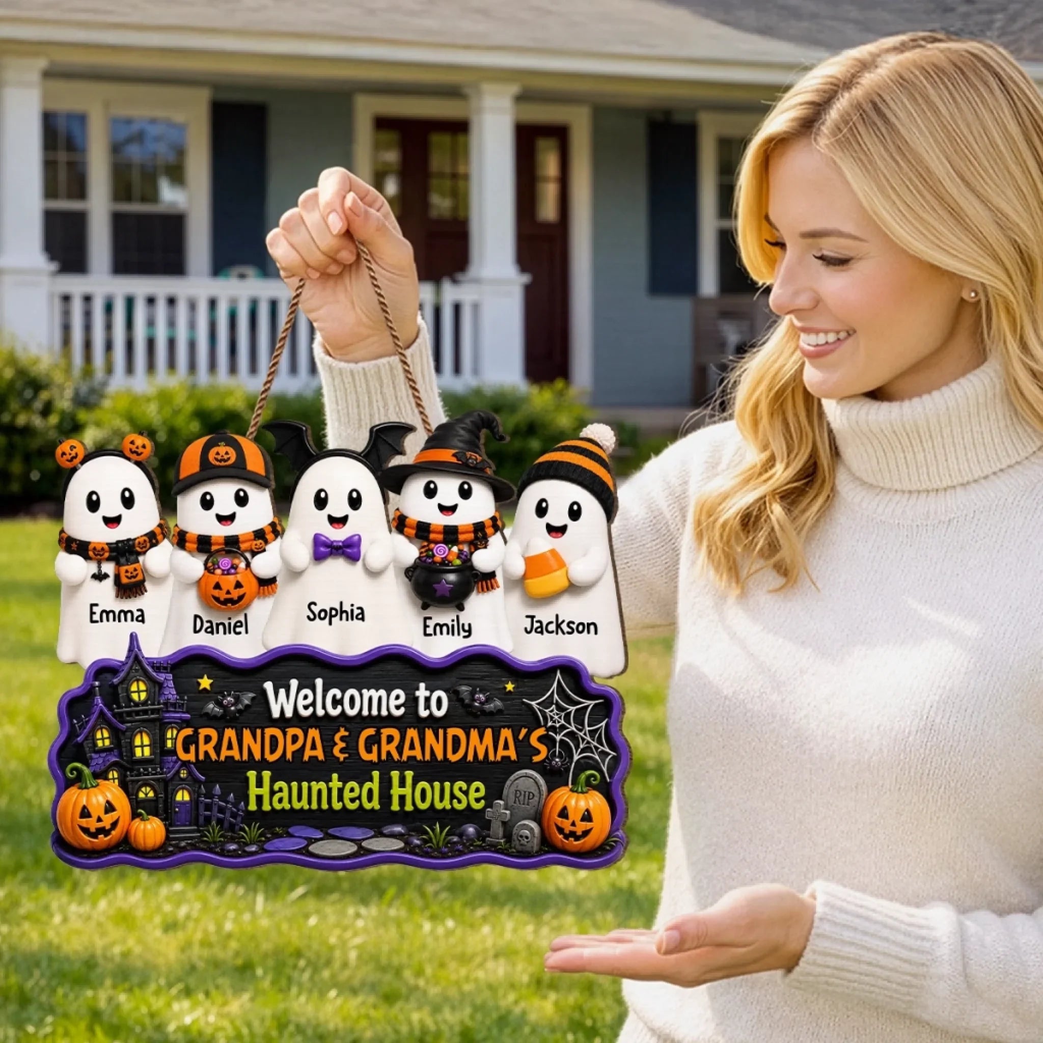 Custom Wood Sign - Personalized Halloween Birthday Gifts For Grandma, Grandpa - Too Cute To Boo