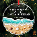 Custom First Christmas Circle Glass Ornament - Personalized Anniversary Christmas Wedding Gifts For Husband And Wife, Him And Her - Eternal Love, Deep As Sea