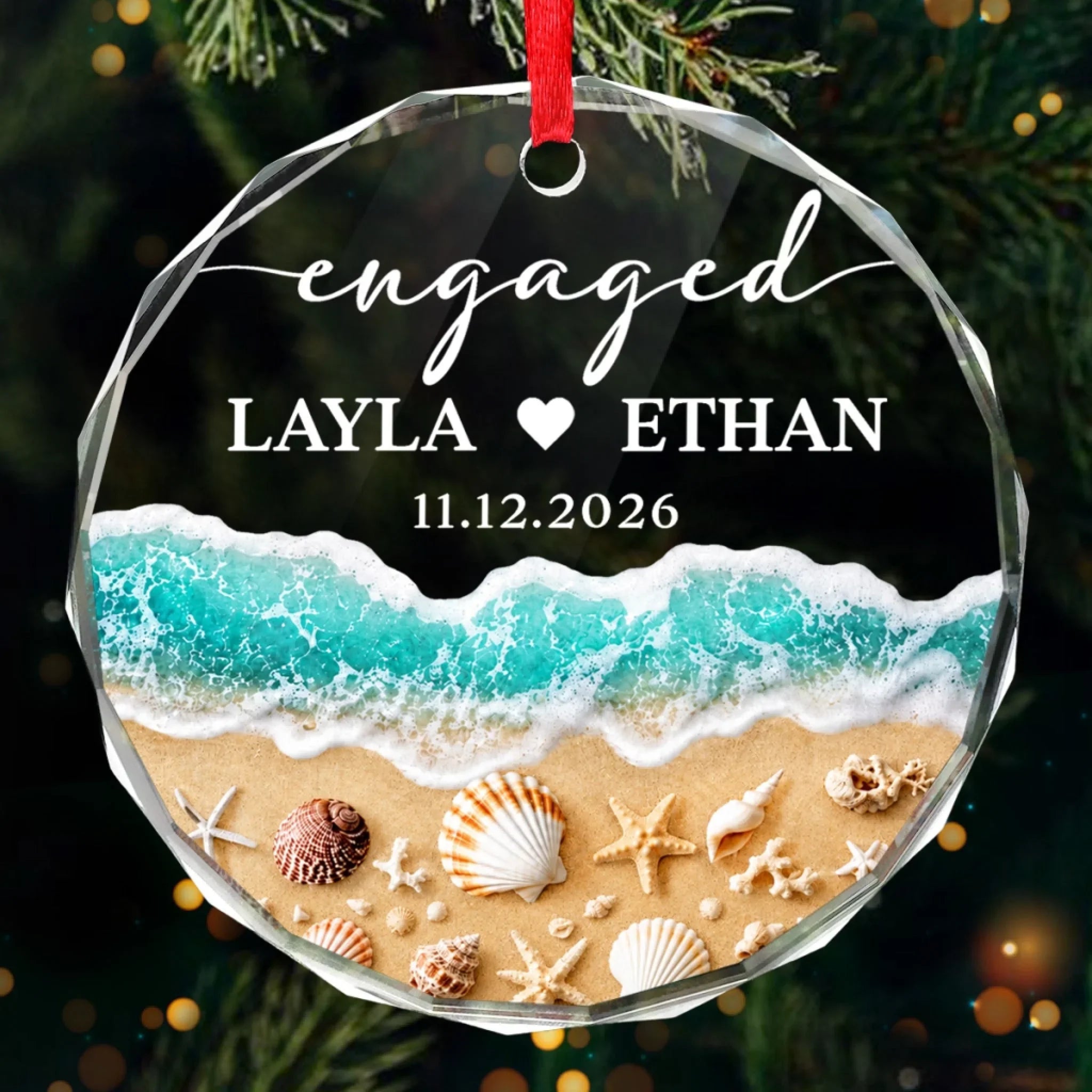 Custom First Christmas Circle Glass Ornament - Personalized Anniversary Christmas Wedding Gifts For Husband And Wife, Him And Her - Eternal Love, Deep As Sea