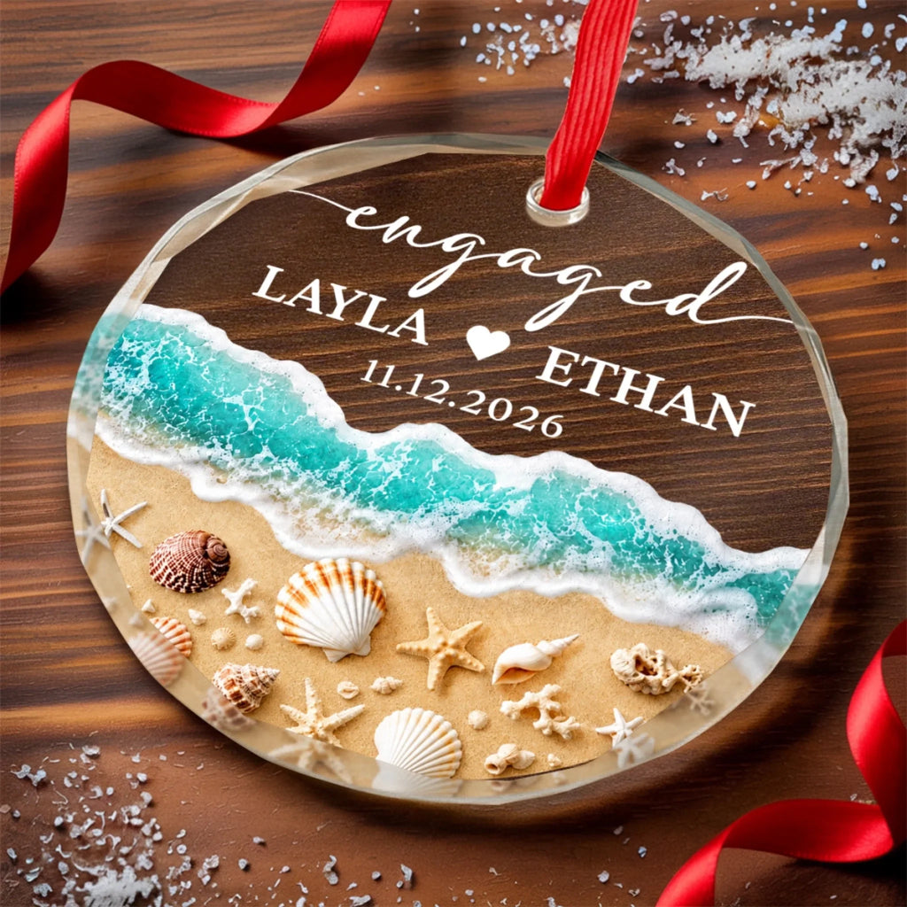 Custom First Christmas Circle Glass Ornament - Personalized Anniversary Christmas Wedding Gifts For Husband And Wife, Him And Her - Eternal Love, Deep As Sea