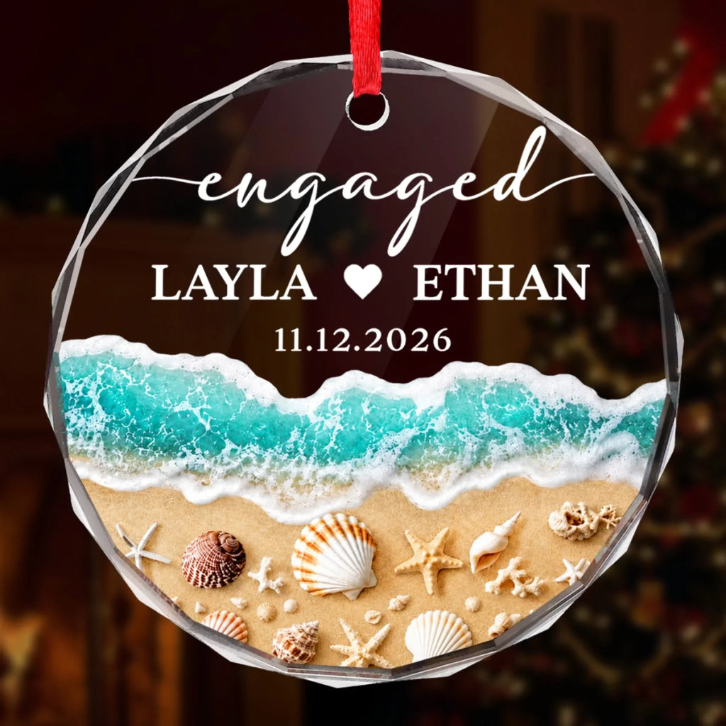 Custom First Christmas Circle Glass Ornament - Personalized Anniversary Christmas Wedding Gifts For Husband And Wife, Him And Her - Eternal Love, Deep As Sea