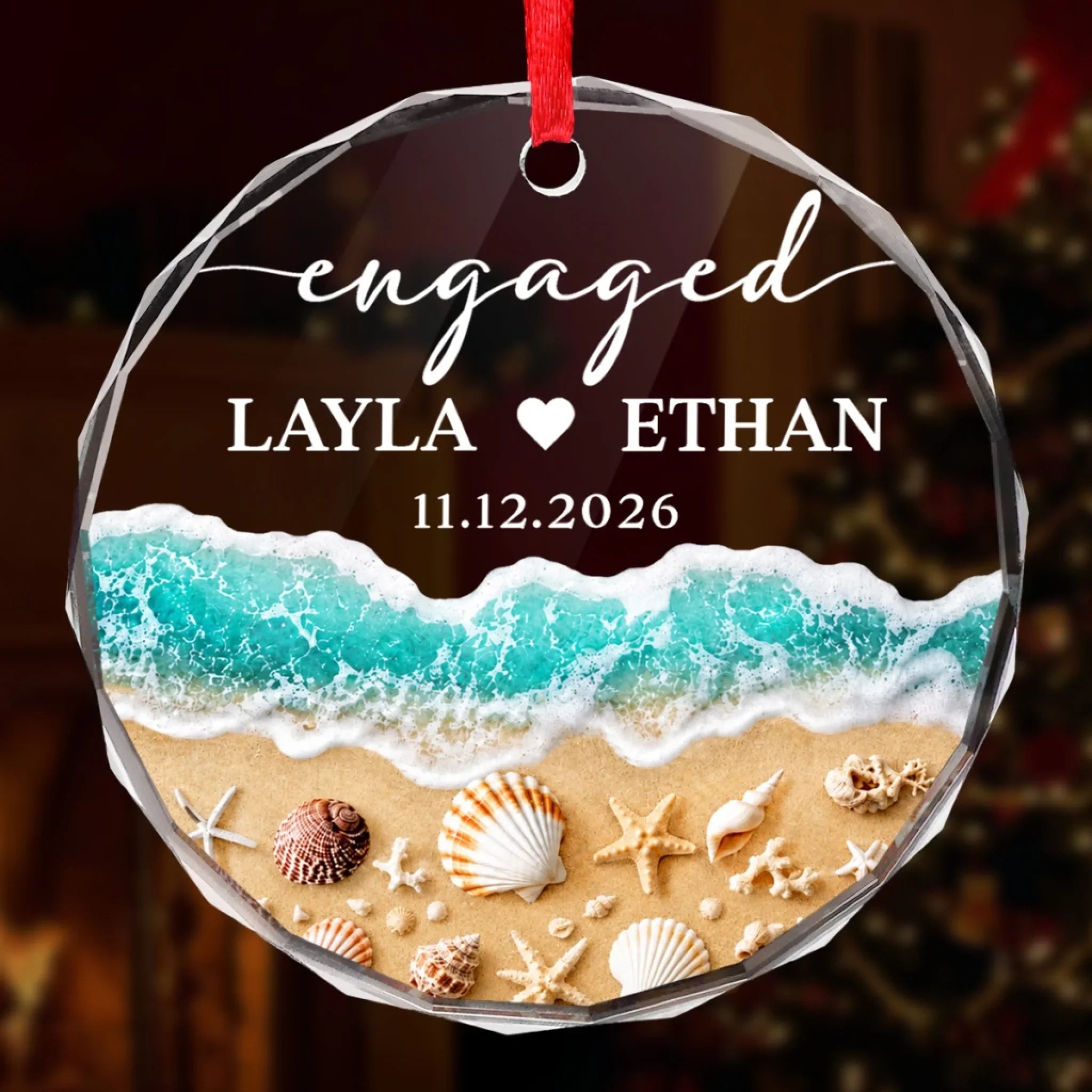 Custom First Christmas Circle Glass Ornament - Personalized Anniversary Christmas Wedding Gifts For Husband And Wife, Him And Her - Eternal Love, Deep As Sea