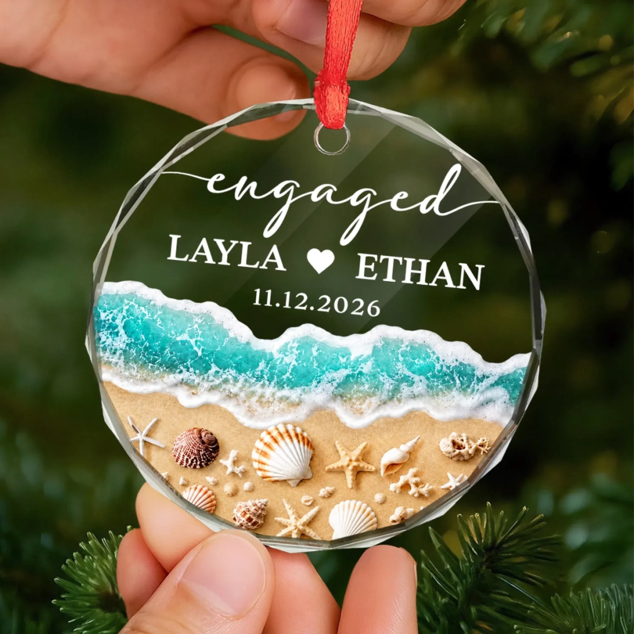 Custom First Christmas Circle Glass Ornament - Personalized Anniversary Christmas Wedding Gifts For Husband And Wife, Him And Her - Eternal Love, Deep As Sea